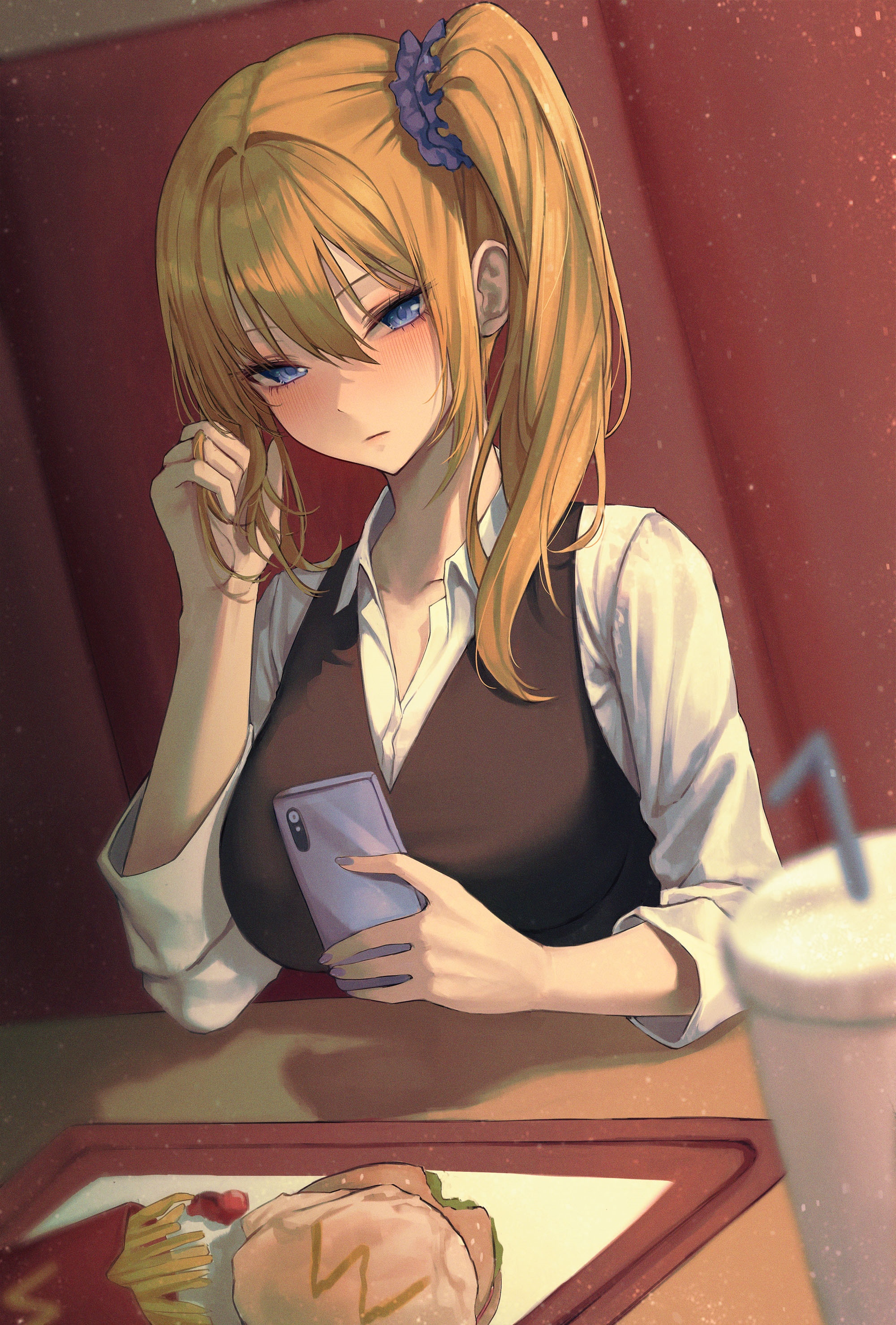 Hayasaka Ai from Kaguya-Sama: Love is War holding a phone HD Phone Wallpaper