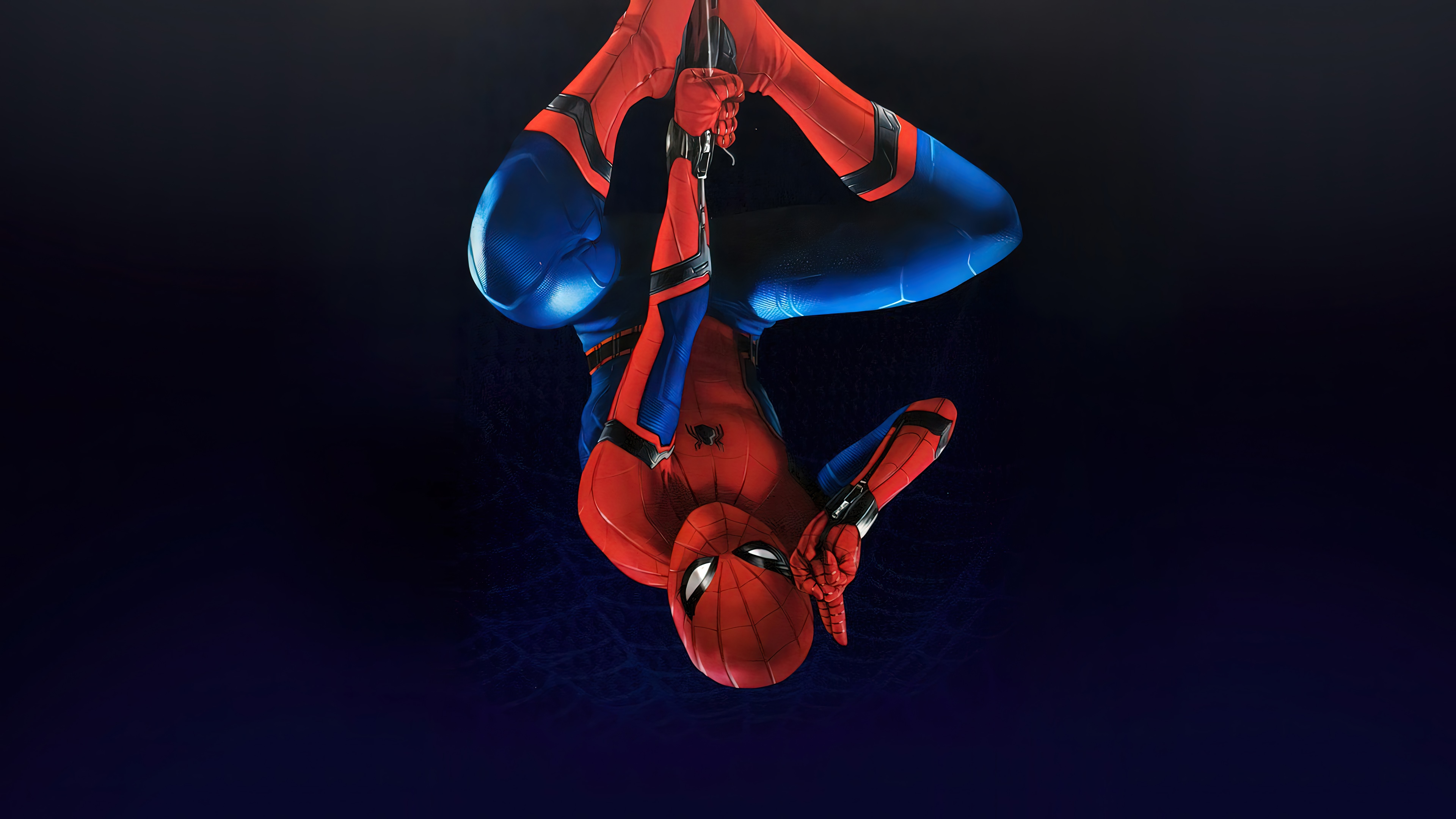 4K Spider-Man hanging upside down HD Wallpaper