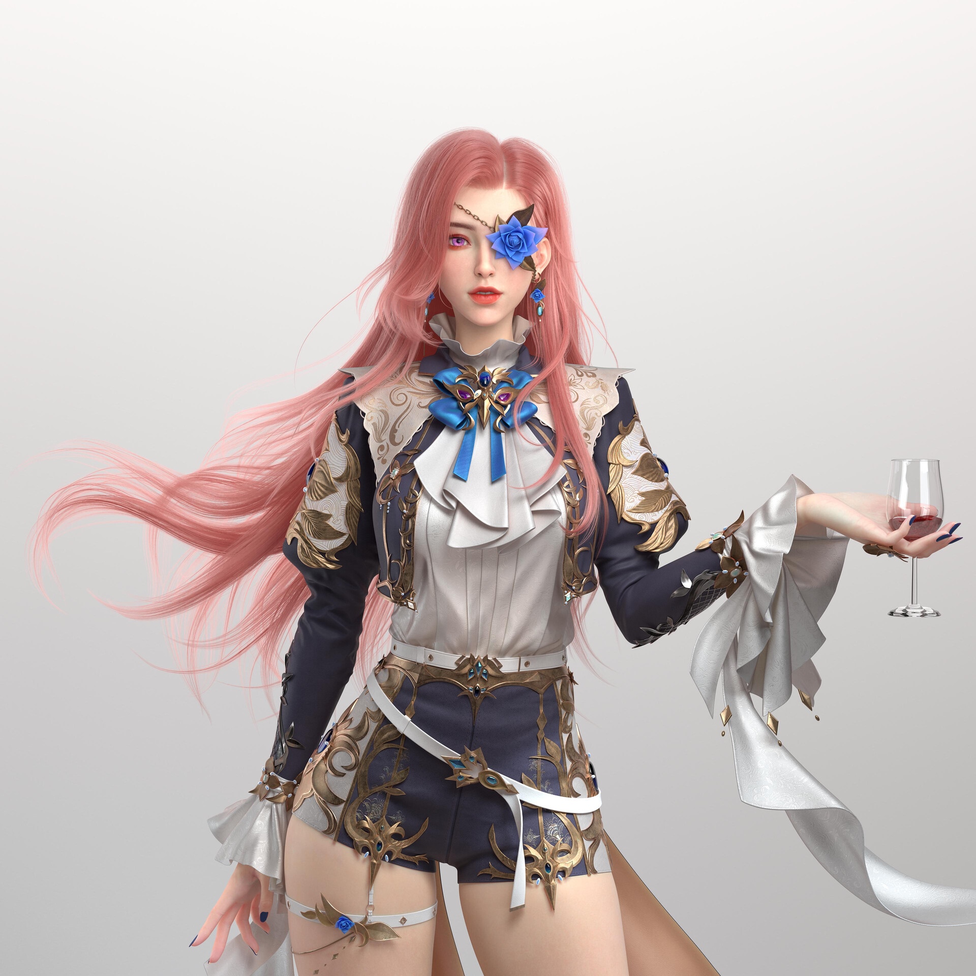 Zero from Drag-on Dragoon holding a wine glass HD Wallpaper