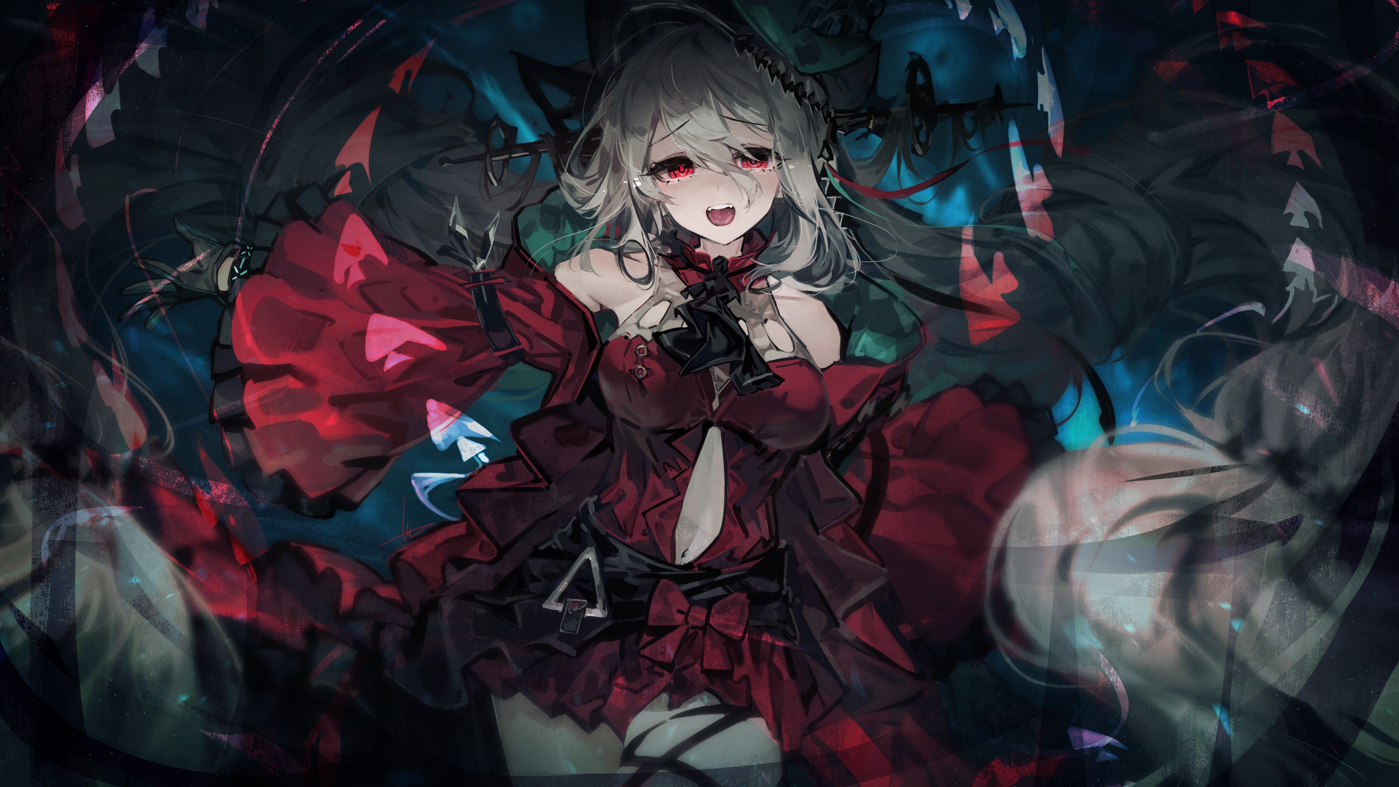 4K Arknights Skadi in a red dress HD Wallpaper