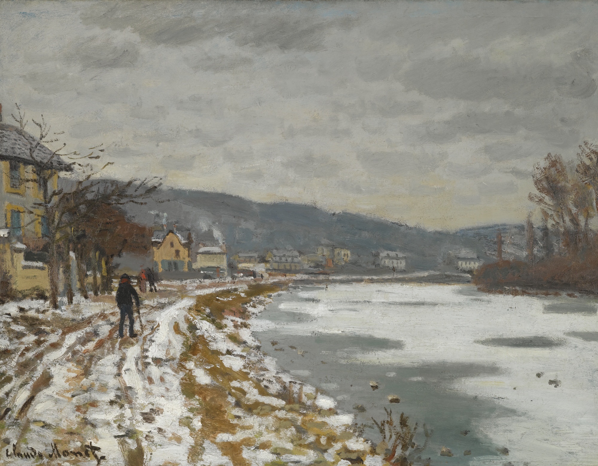 Claude Monet's Winter Landscape with Snow HD Wallpaper