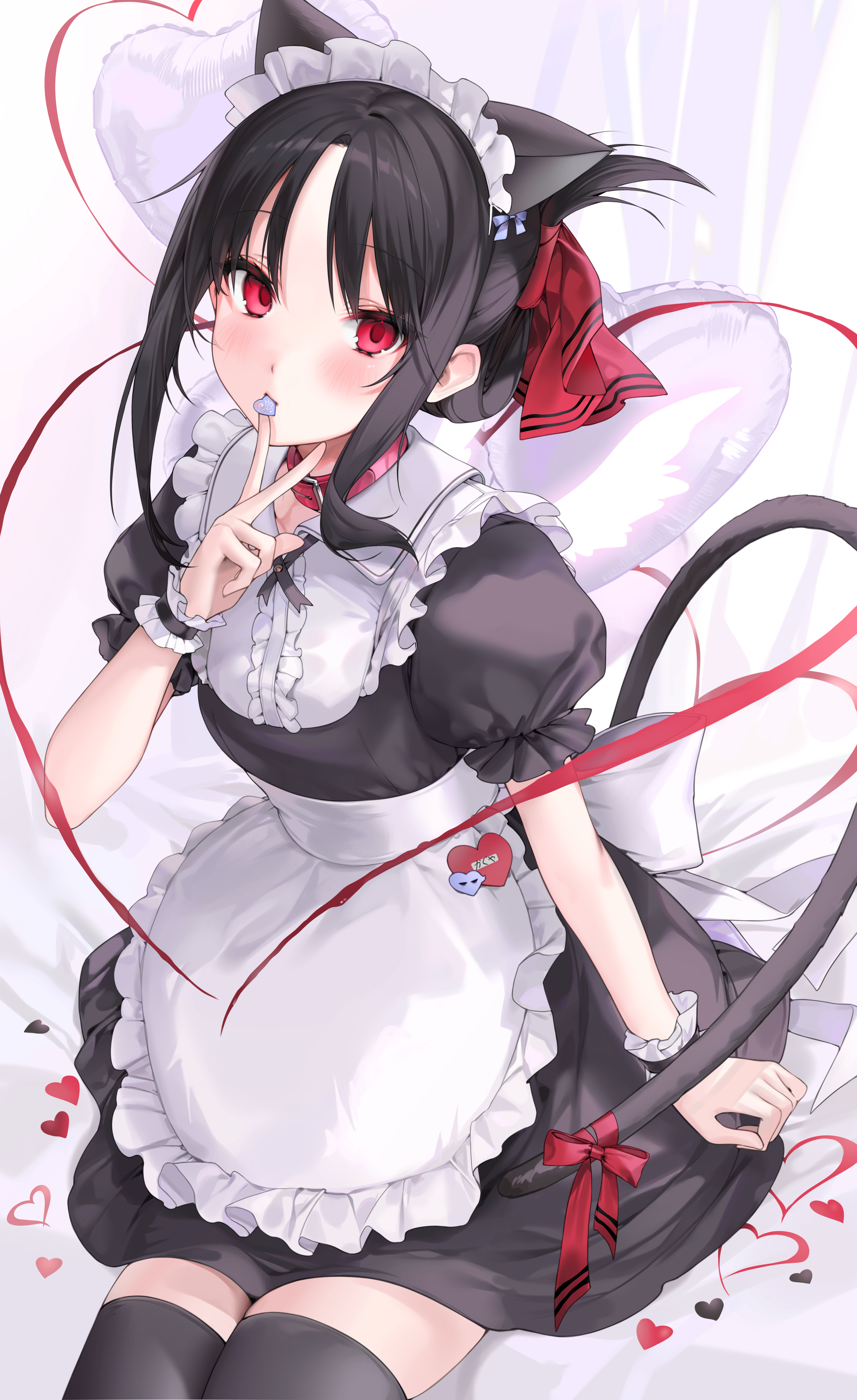 Kaguya Shinomiya in a maid outfit with cat ears HD Phone Wallpaper