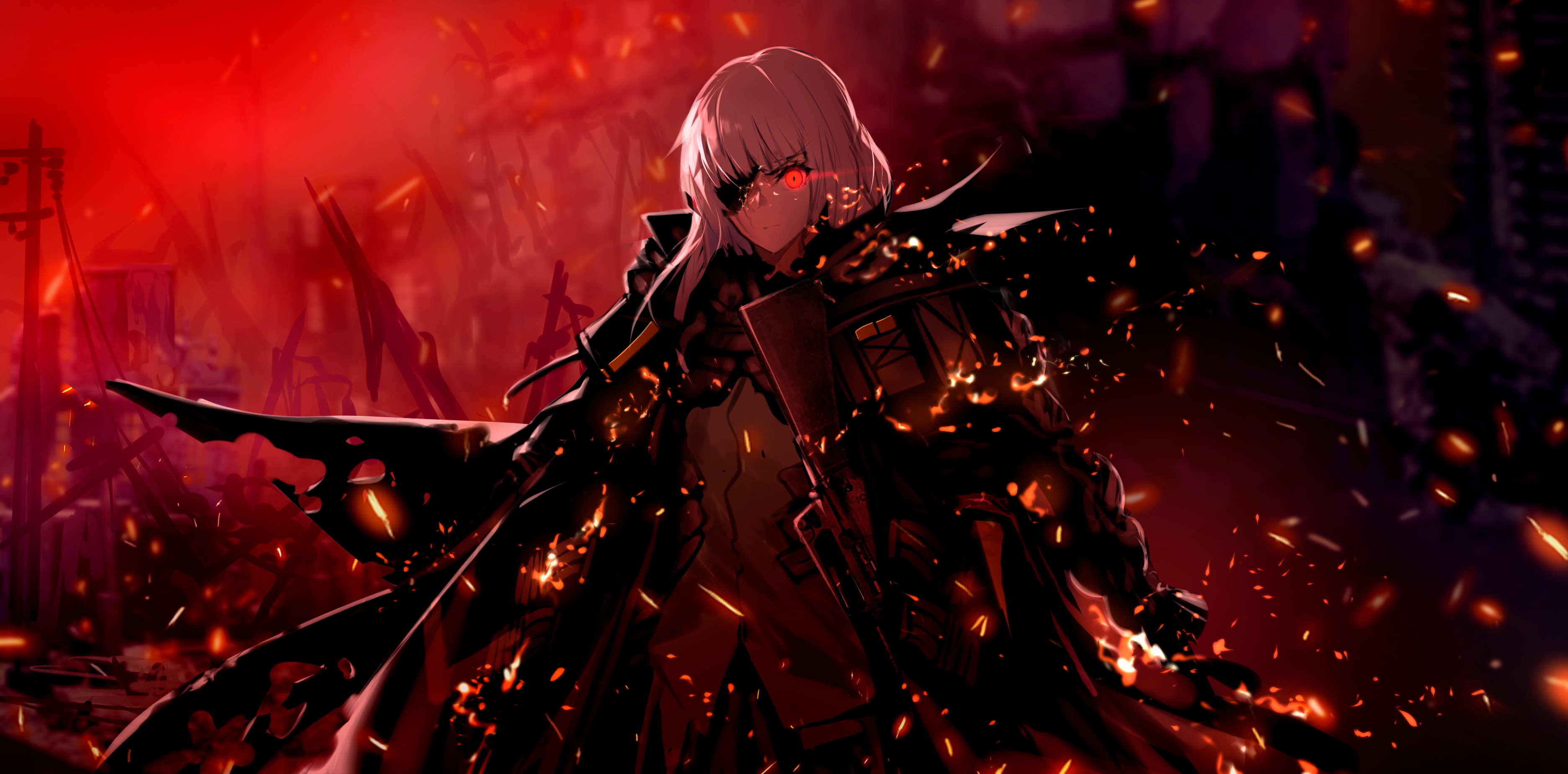 M16A1 from Girls Frontline with red glowing eyes HD Wallpaper