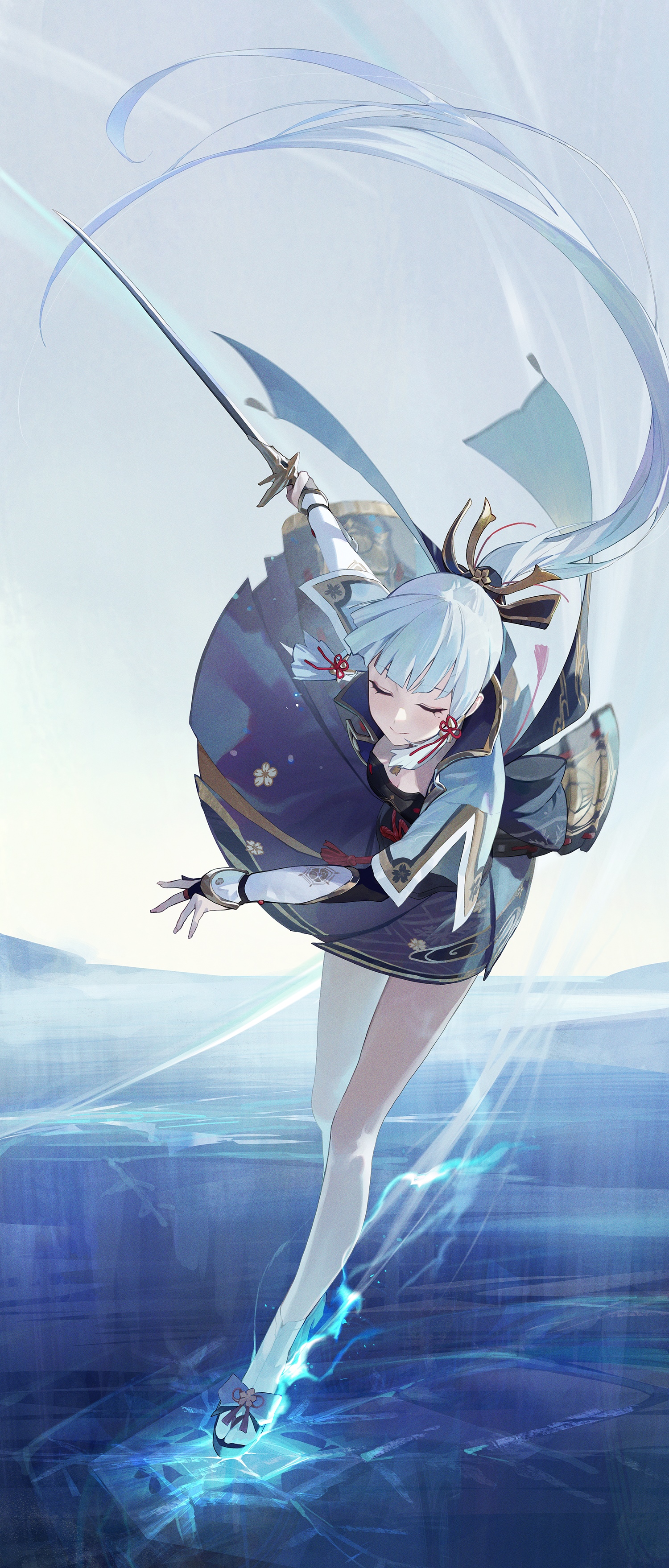 Kamisato Ayaka from Genshin Impact artwork HD Phone Wallpaper