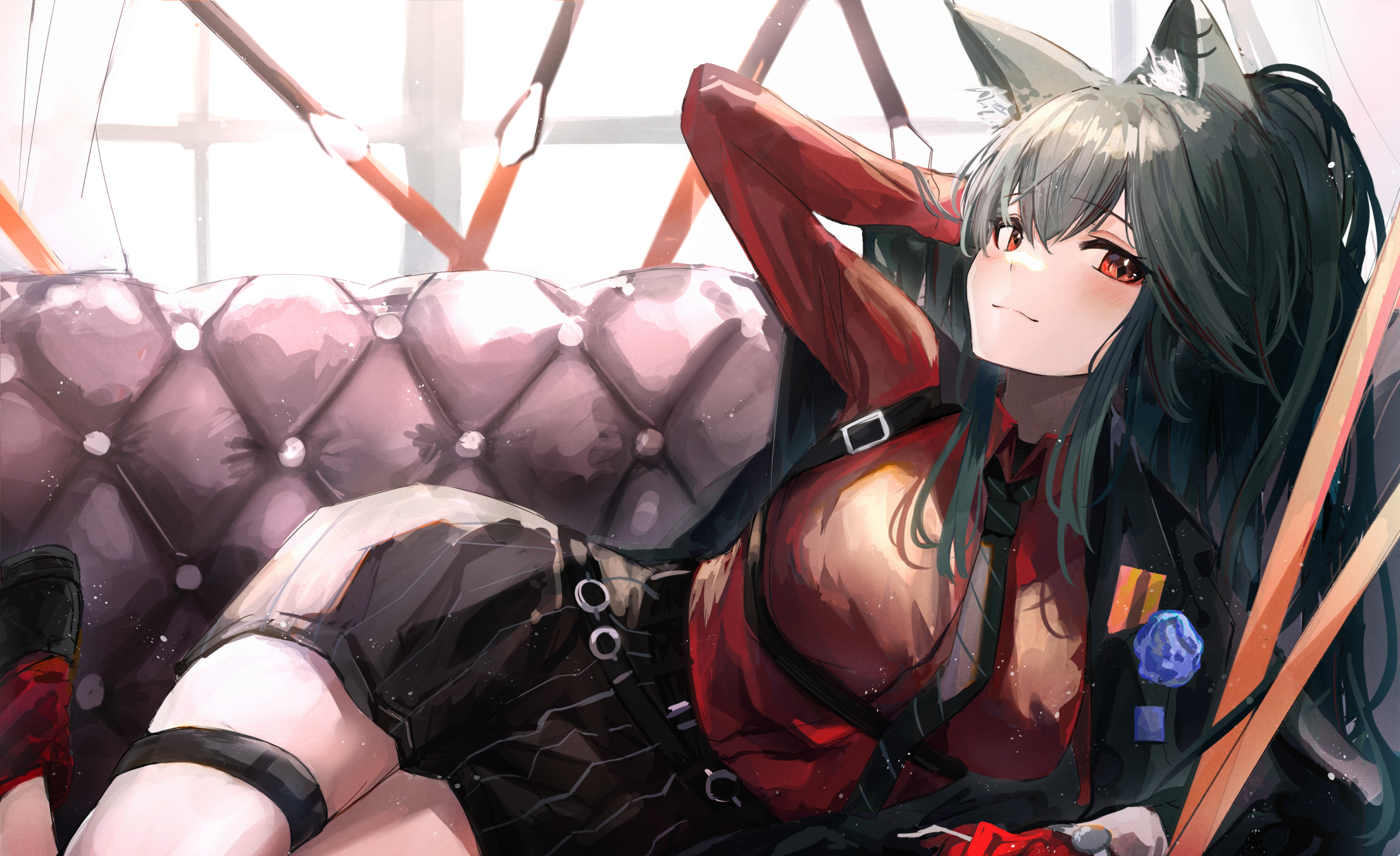 Texas from Arknights on a couch HD Wallpaper