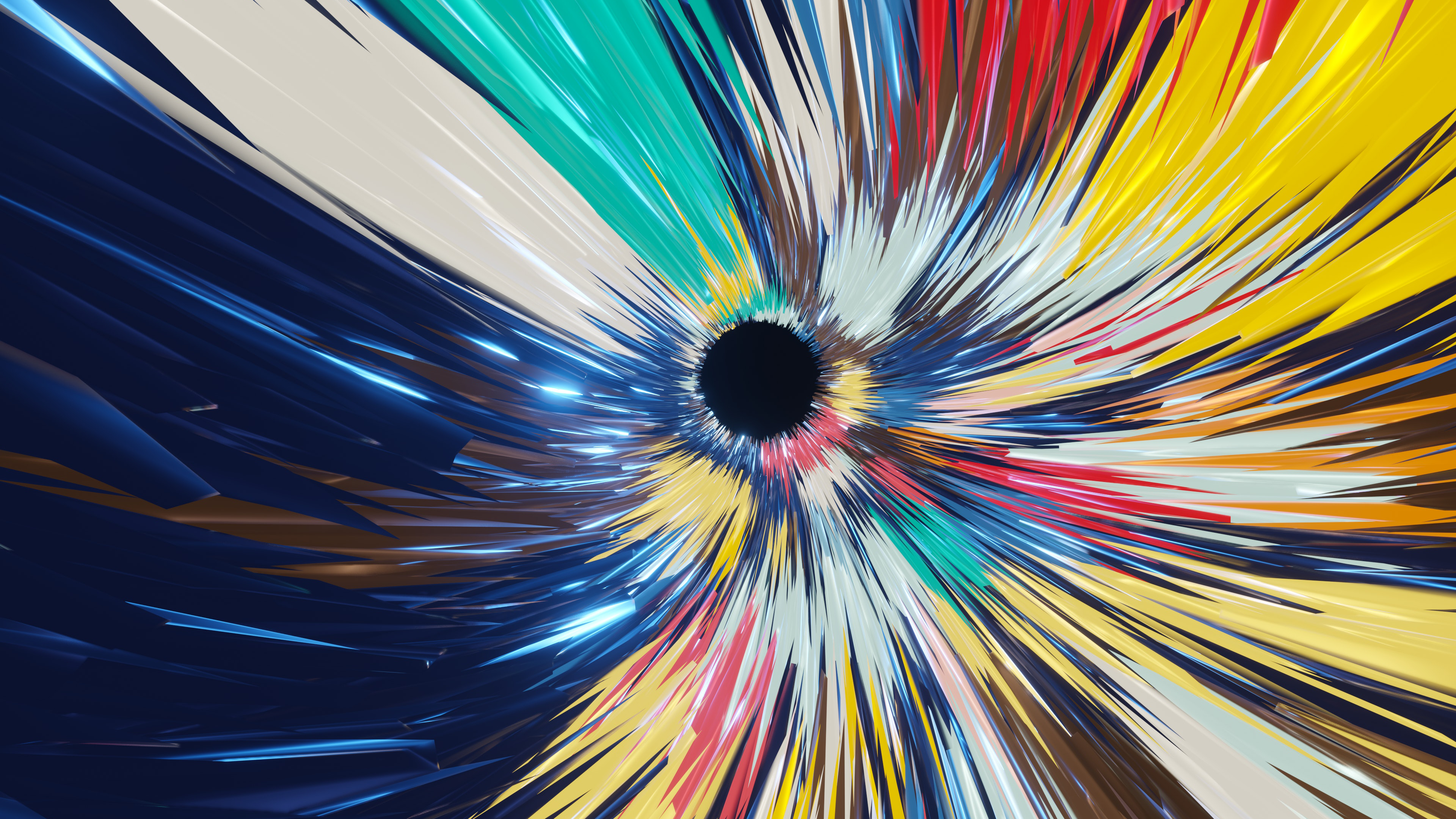4K abstract explosion of colorful shards HD Wallpaper