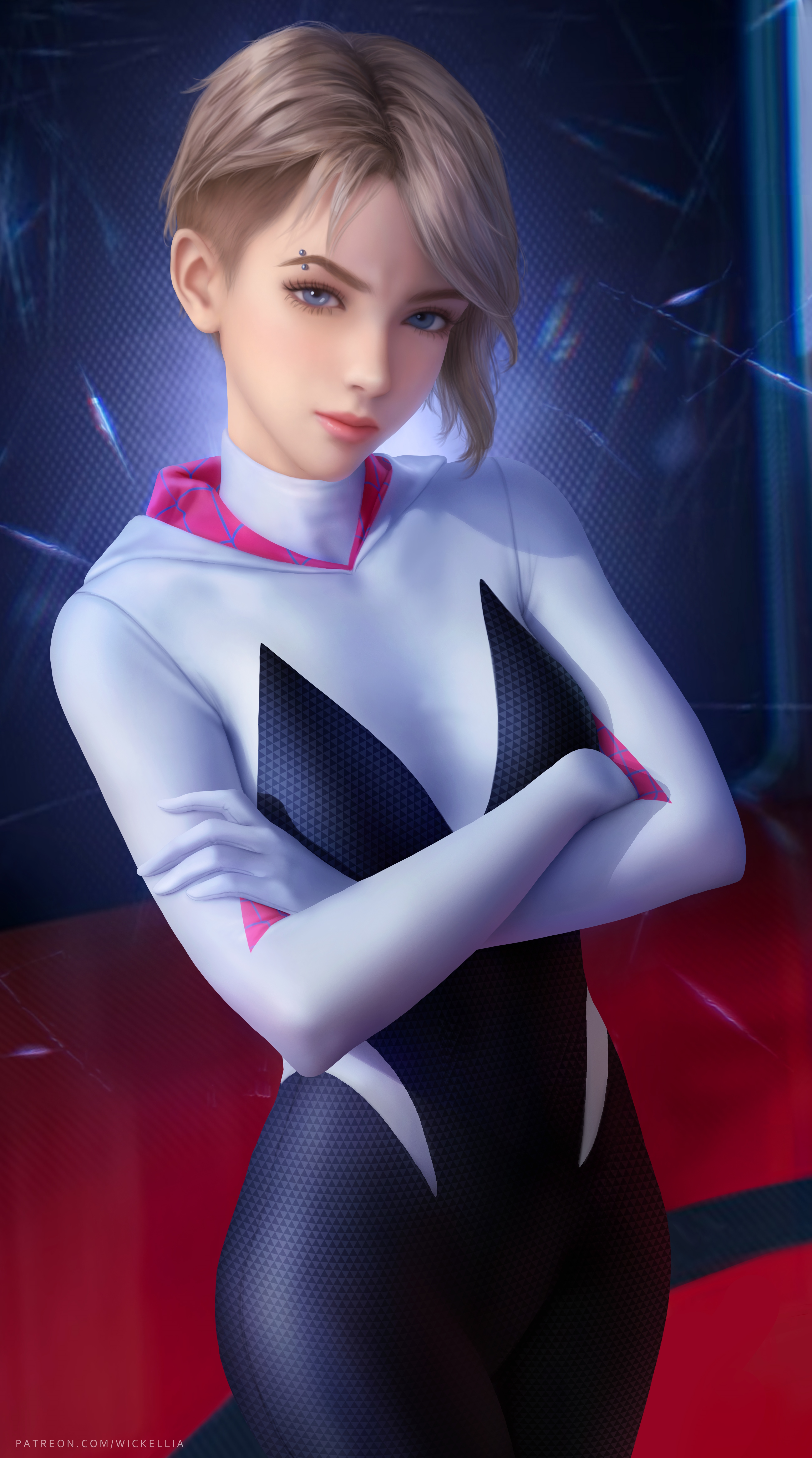 Spider Gwen with Arms Crossed HD Phone Wallpaper