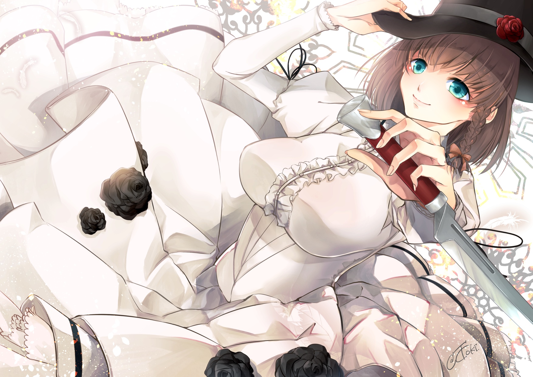 Charlotte Corday with a knife and hat HD Wallpaper