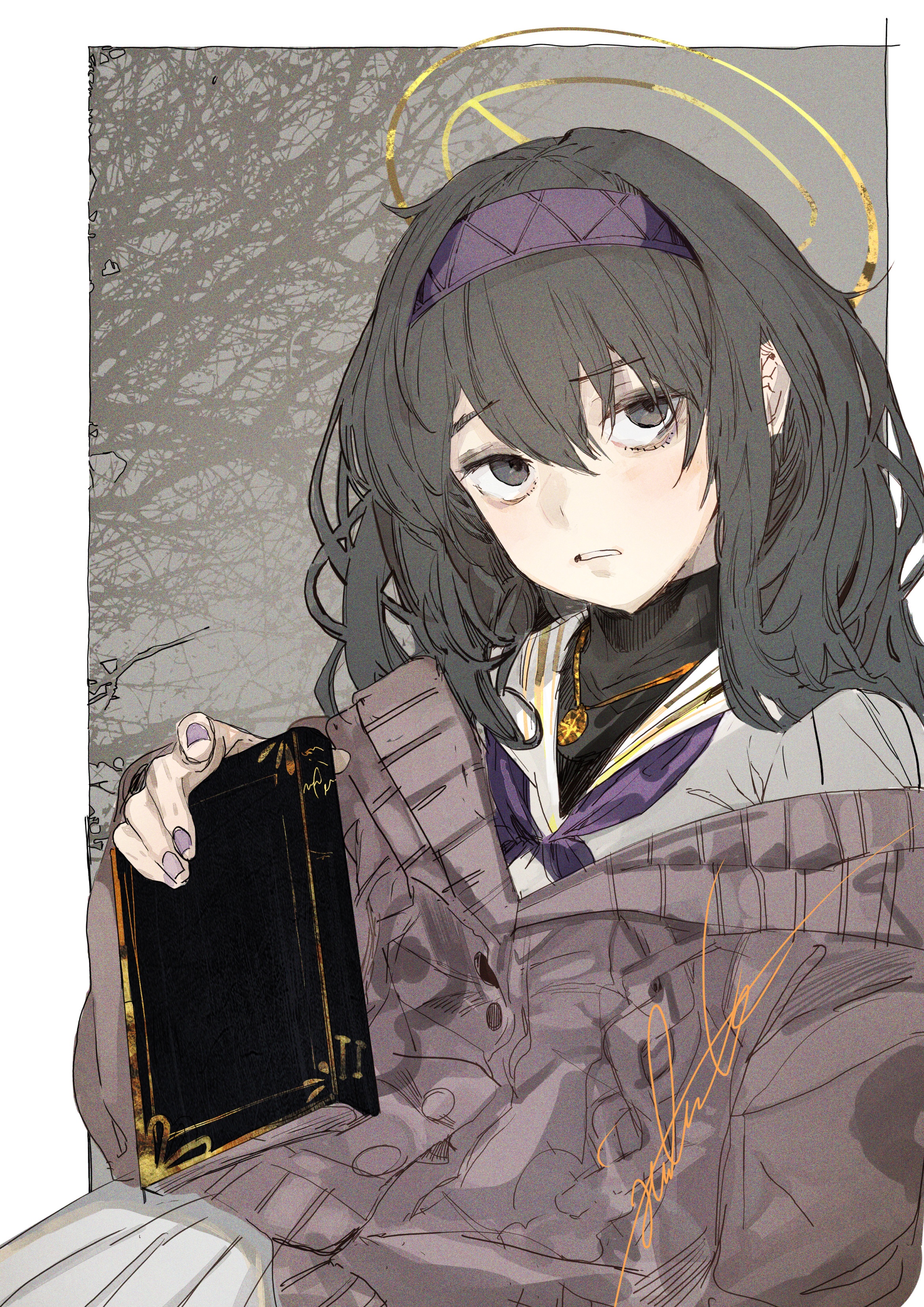 Girl with gray hair and book HD Phone Wallpaper
