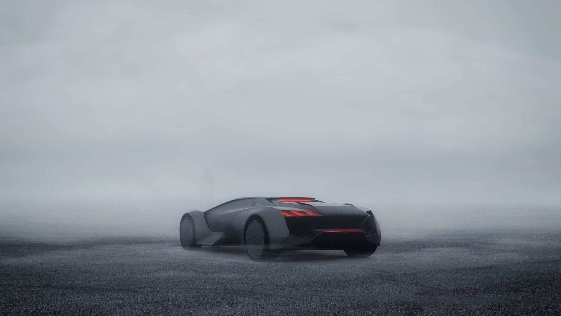 Futuristic car in fog HD Wallpaper