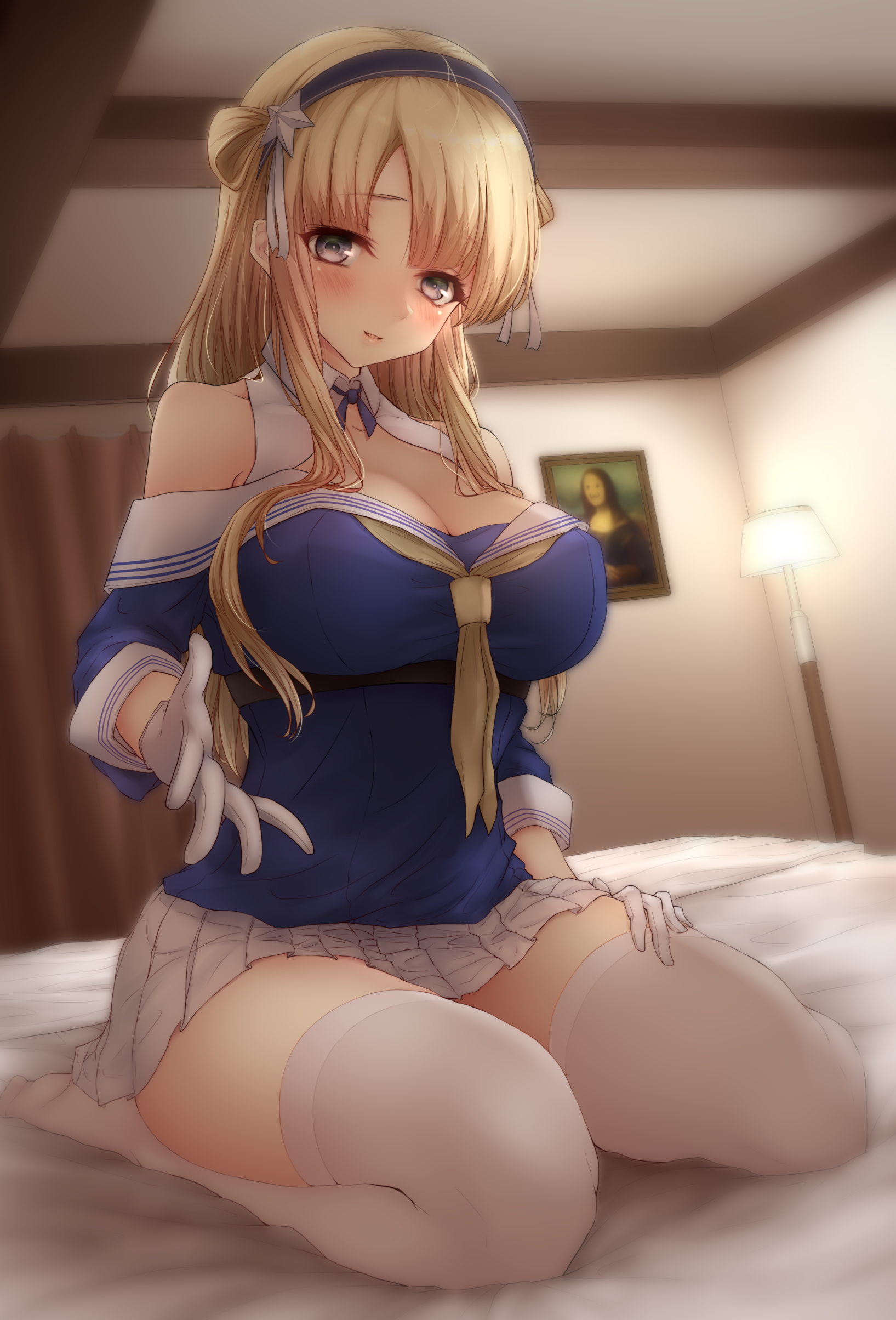 Fletcher from Kantai Collection in a bedroom HD Phone Wallpaper