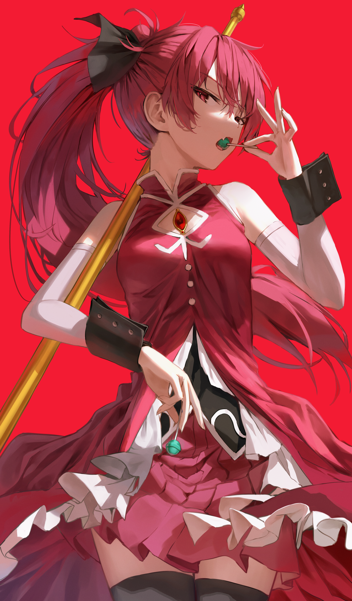 Sakura Kyouko from Mahou Shoujo Madoka Magica with lollipop HD Phone Wallpaper