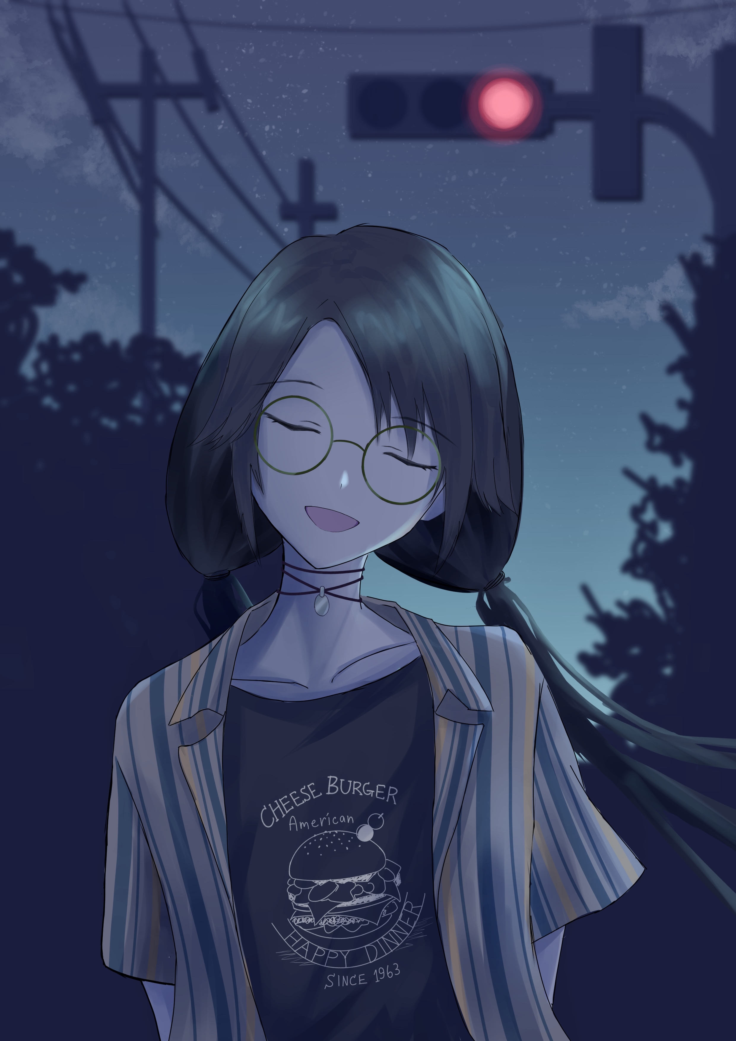 Girl with glasses at night HD Phone Wallpaper