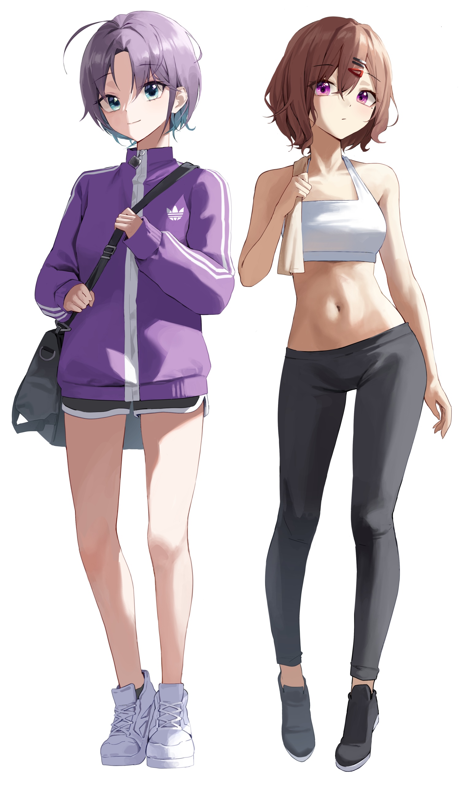 Two anime girls in athletic wear HD Phone Wallpaper