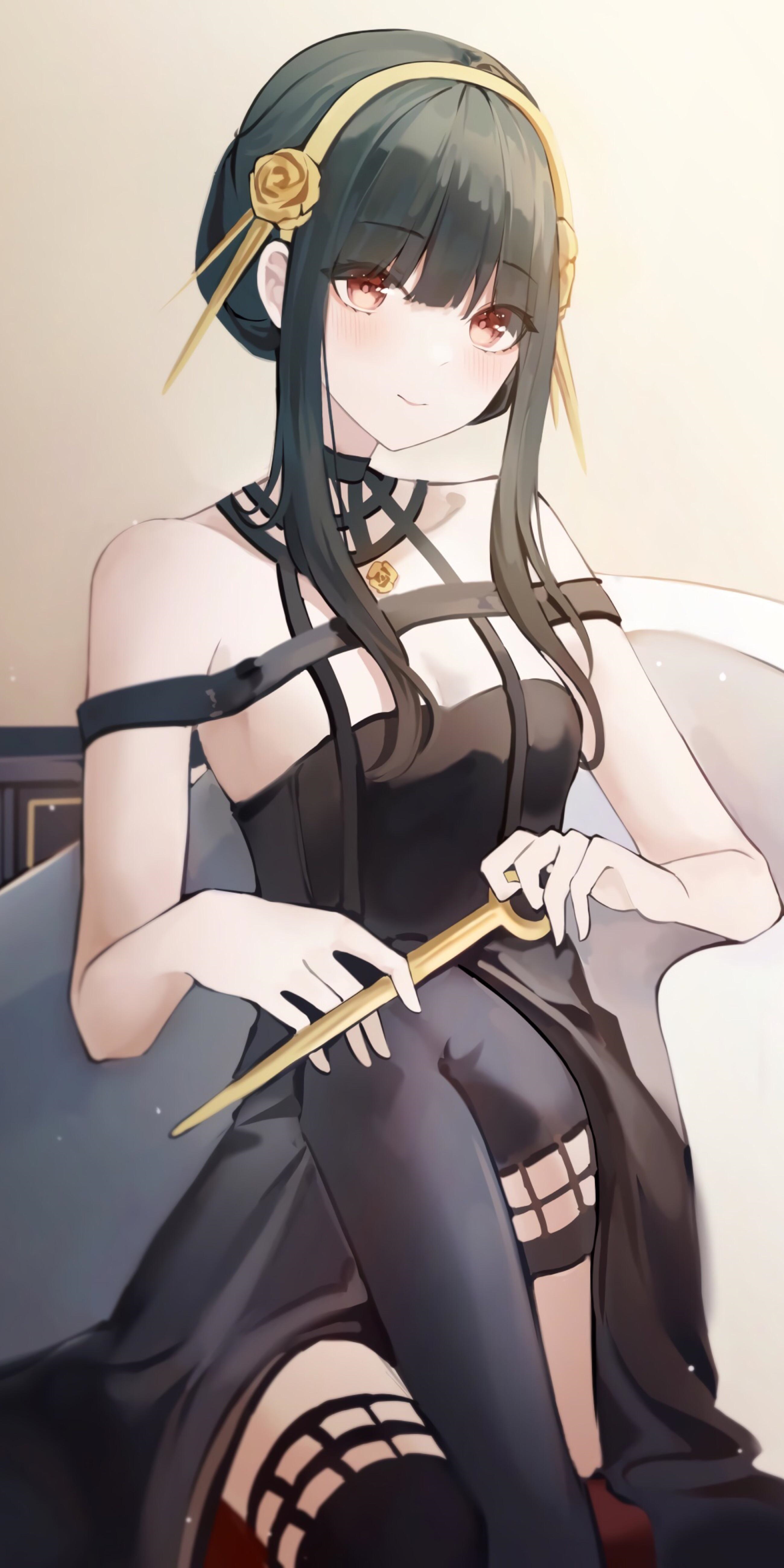 Yor Forger from Spy x Family holding a golden dagger HD Phone Wallpaper