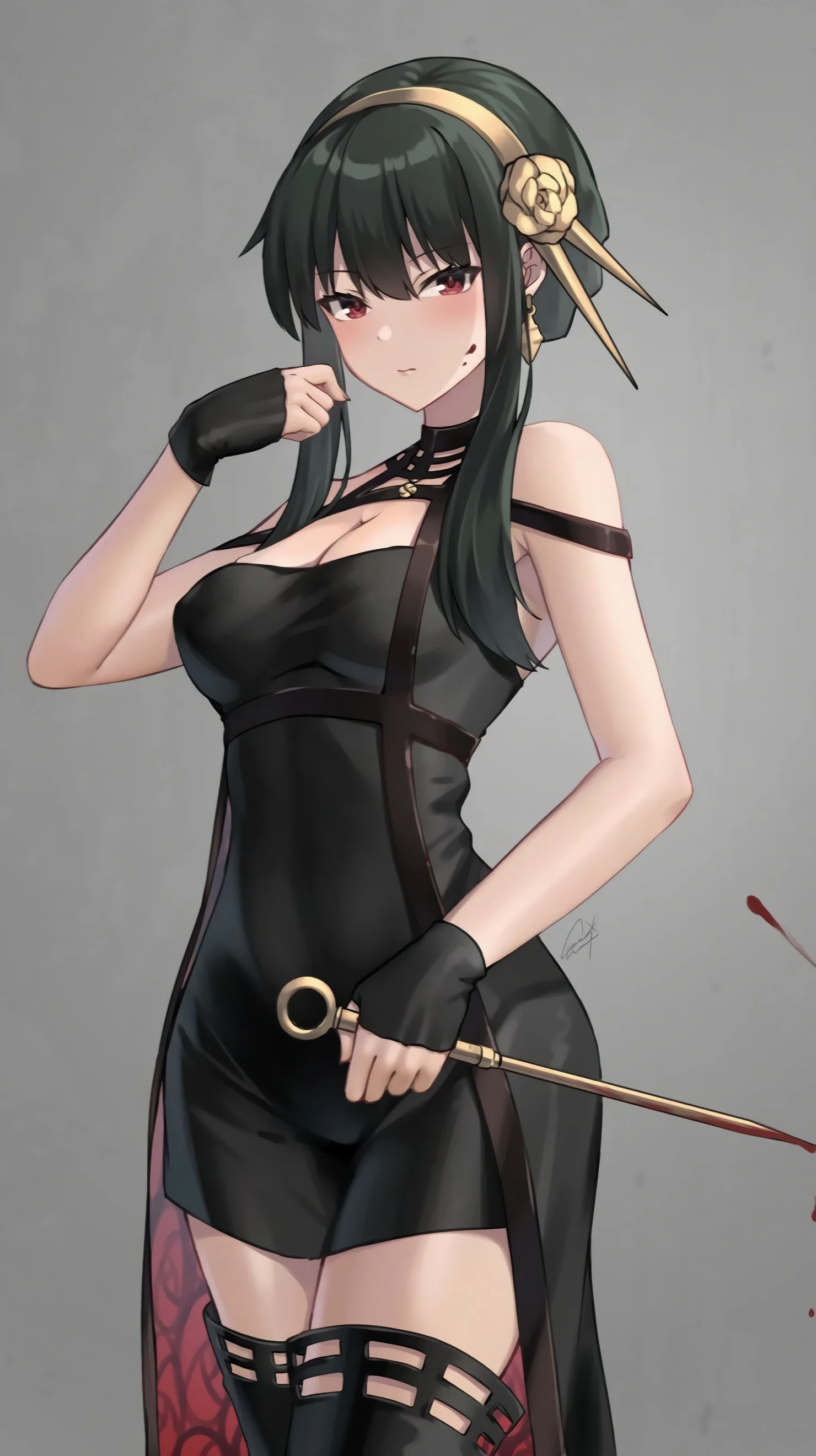 Yor Forger from Spy x Family holding a bloody weapon HD Phone Wallpaper