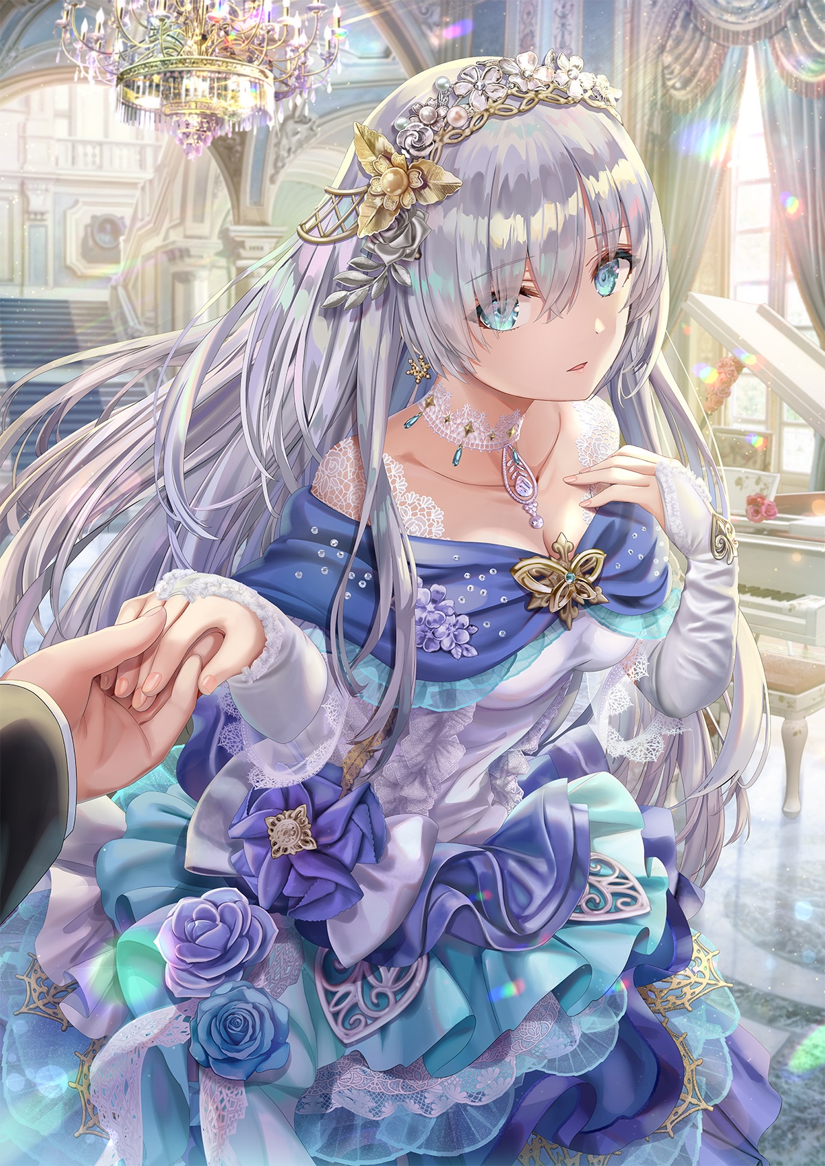 Anastasia from Fate/Grand Order in a blue dress HD Phone Wallpaper