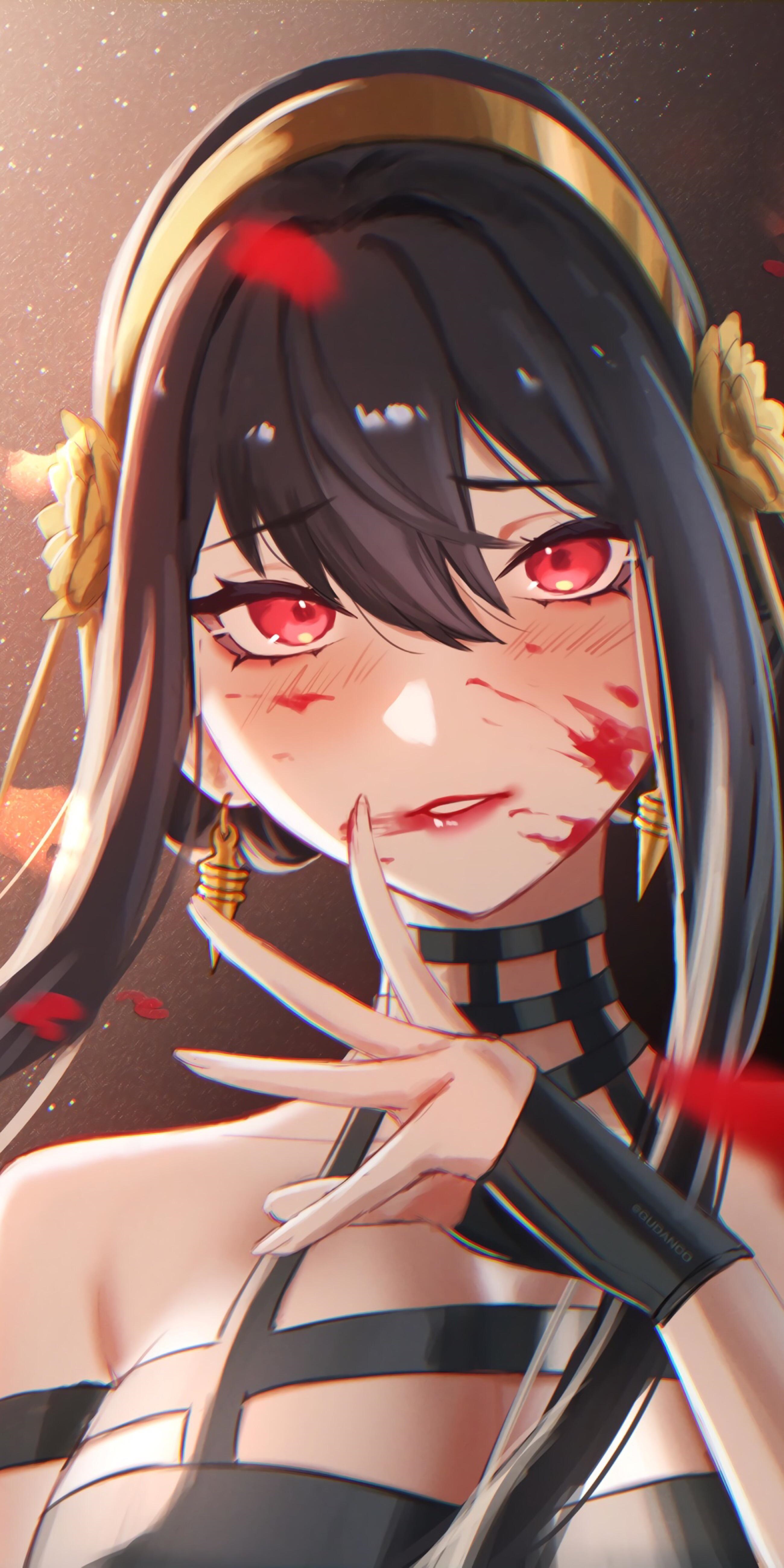 Yor Forger covered in blood, Spy x Family fan art HD Phone Wallpaper