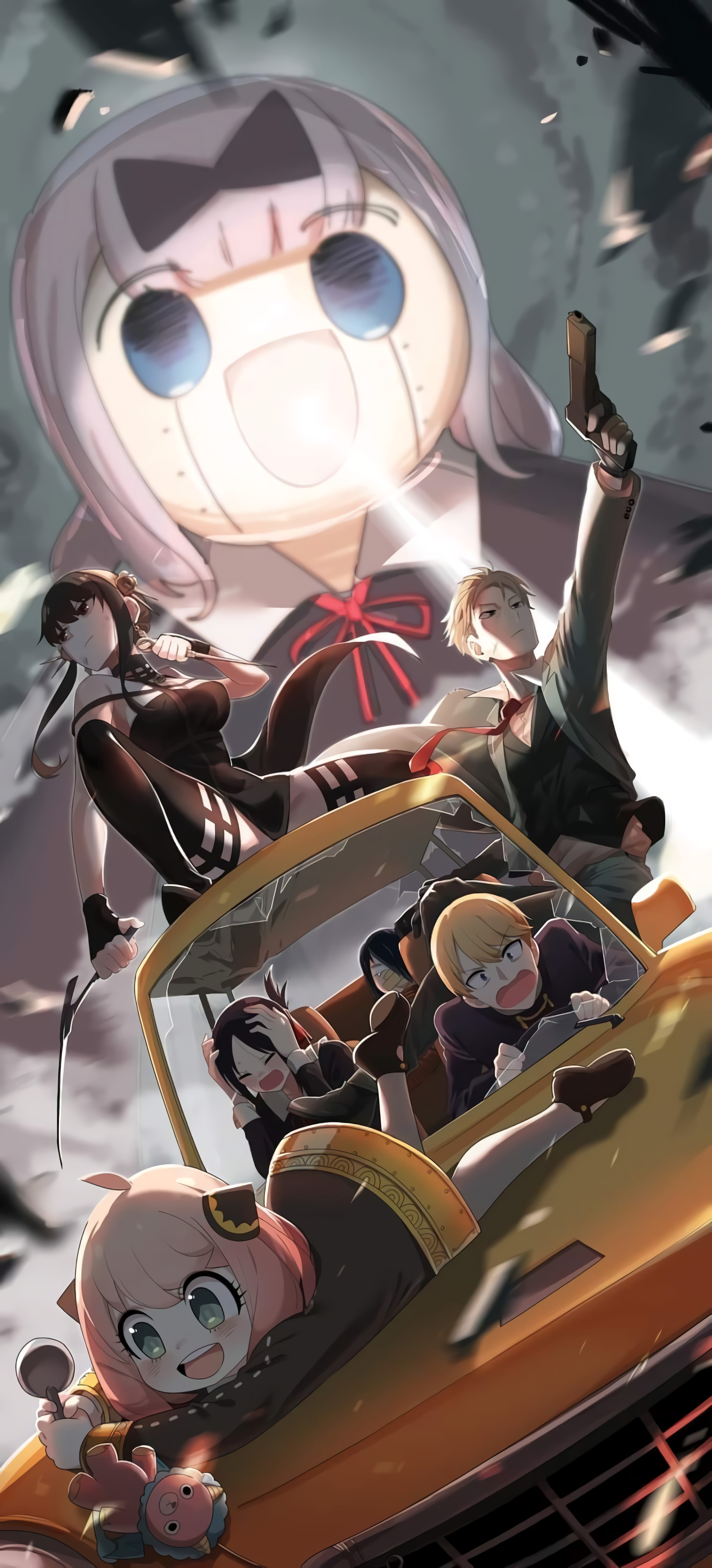 Spy x Family and Kaguya-Sama: Love is War Crossover Fan Art HD Phone Wallpaper