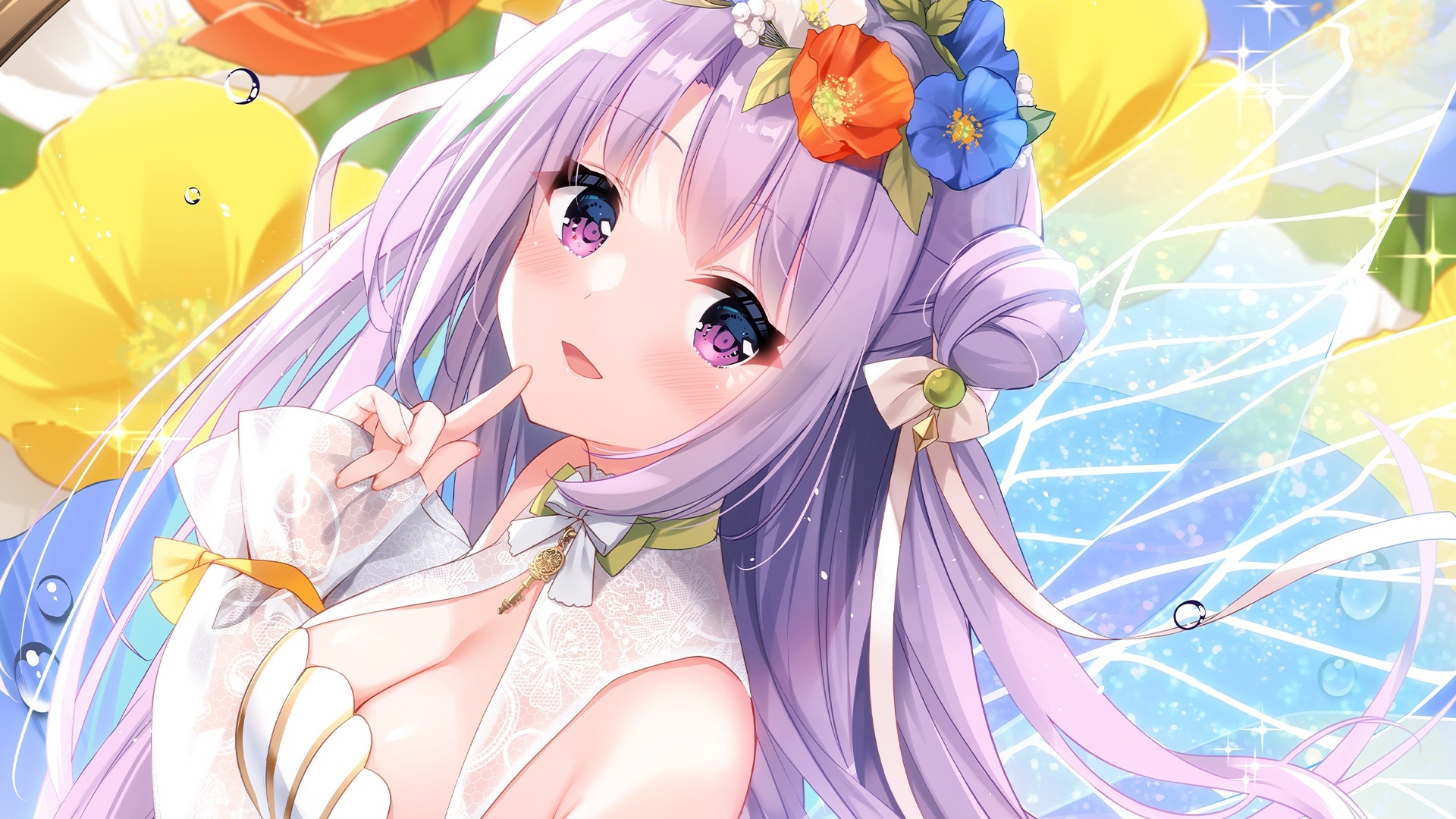 Emori Miku with purple hair and eyes HD Wallpaper