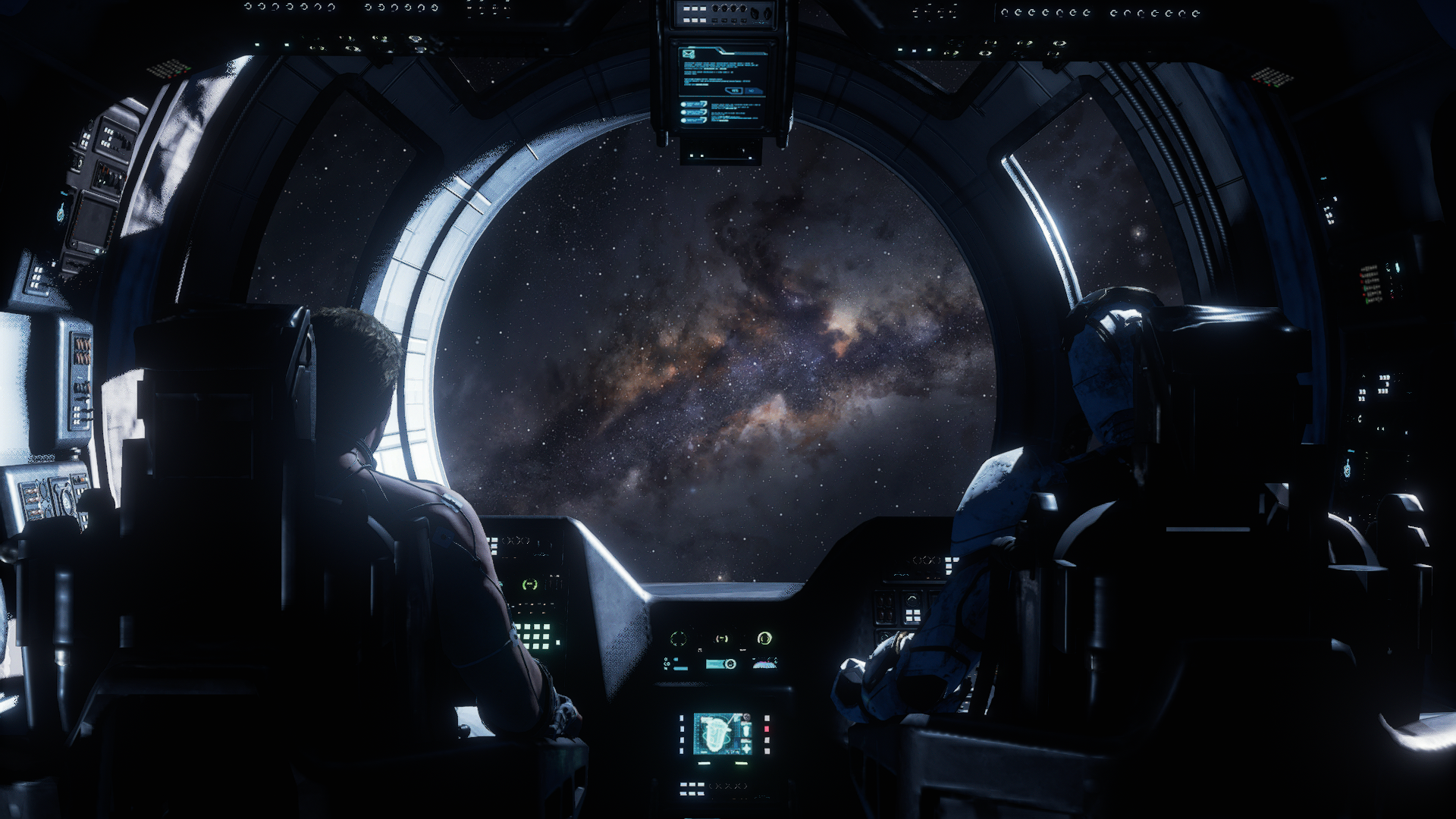Marvel Avengers in a spaceship cockpit overlooking space HD Wallpaper