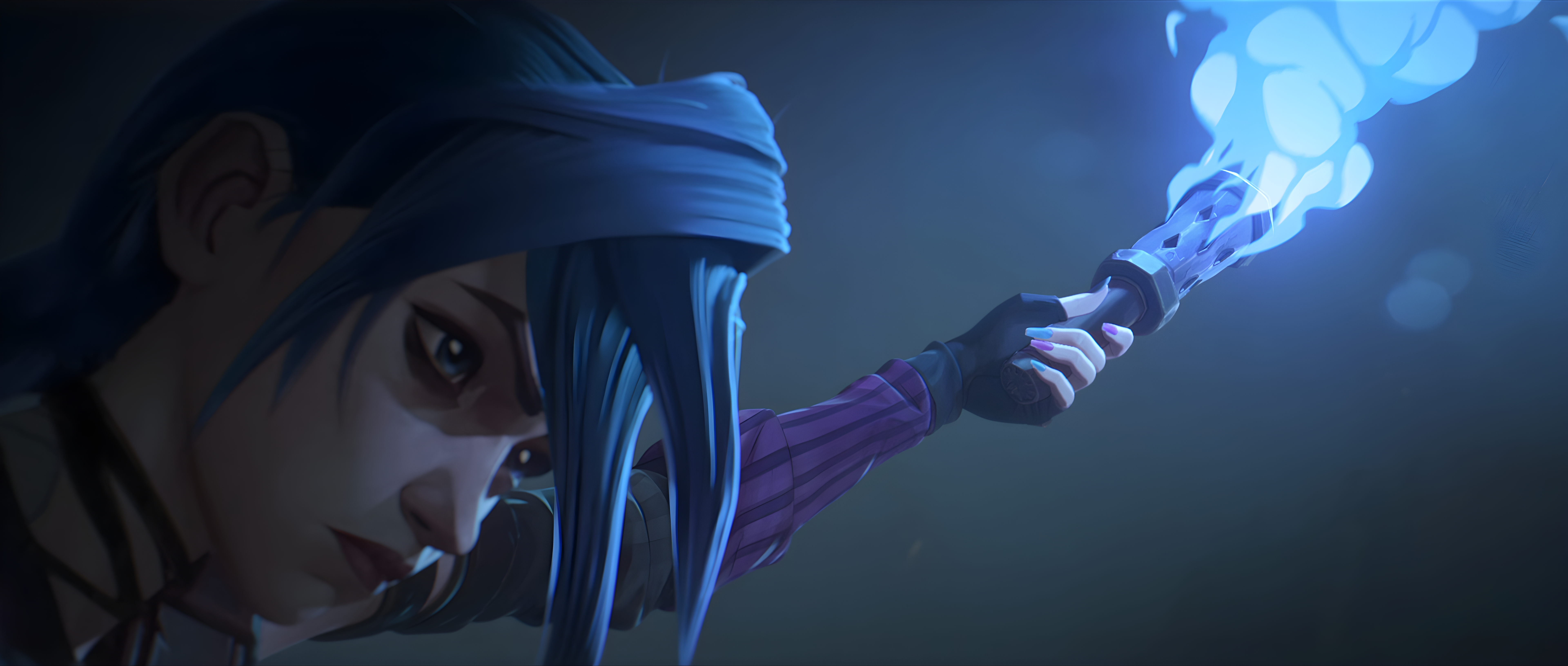 4K Arcane Jinx holding a glowing weapon HD Wallpaper