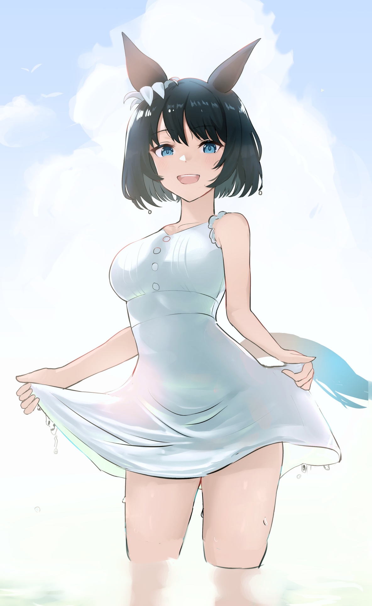 Eishin Flash from Uma Musume Pretty Derby in a white dress HD Phone Wallpaper