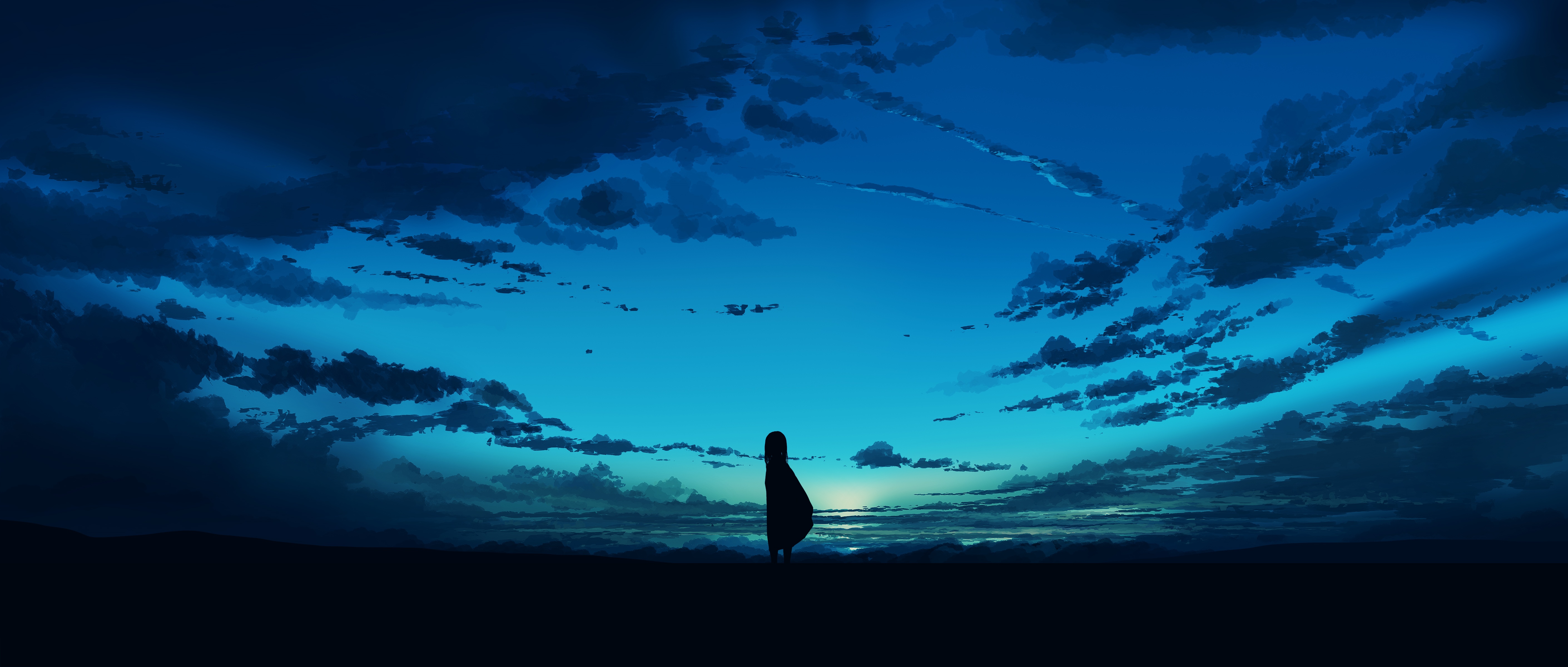 4K digital painting of a sunset sky with clouds HD Wallpaper