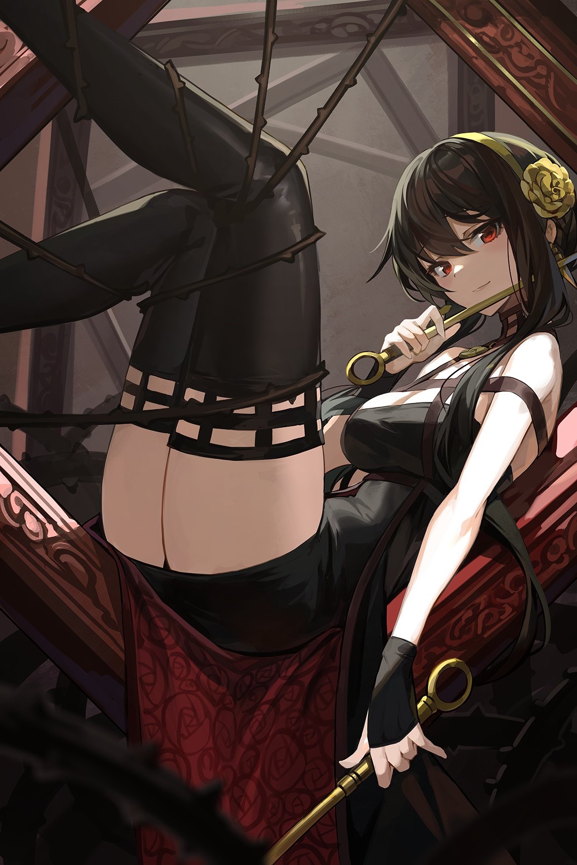 Yor Forger from Spy x Family with red eyes HD Phone Wallpaper