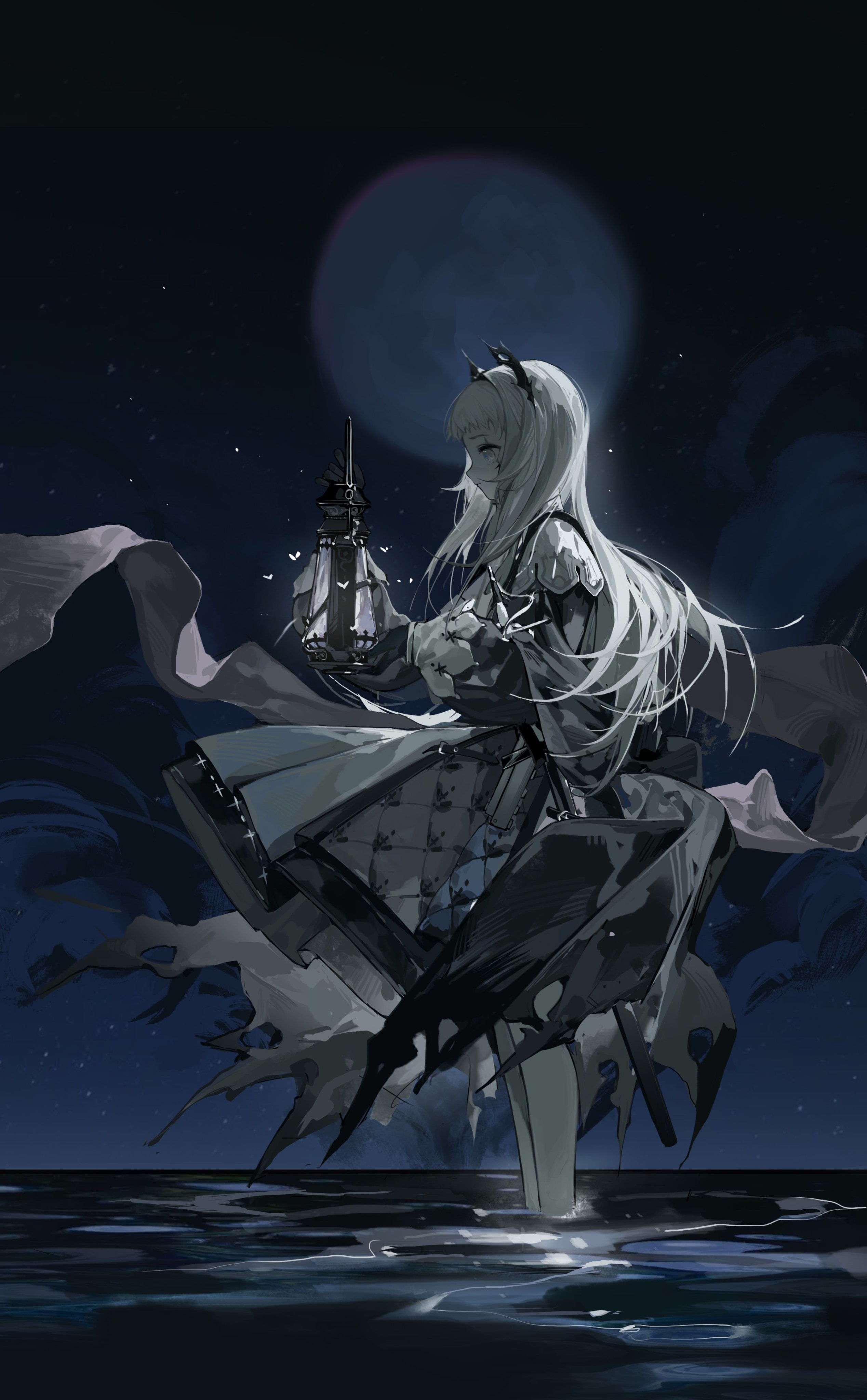 Irene from Arknights holding a lantern HD Phone Wallpaper