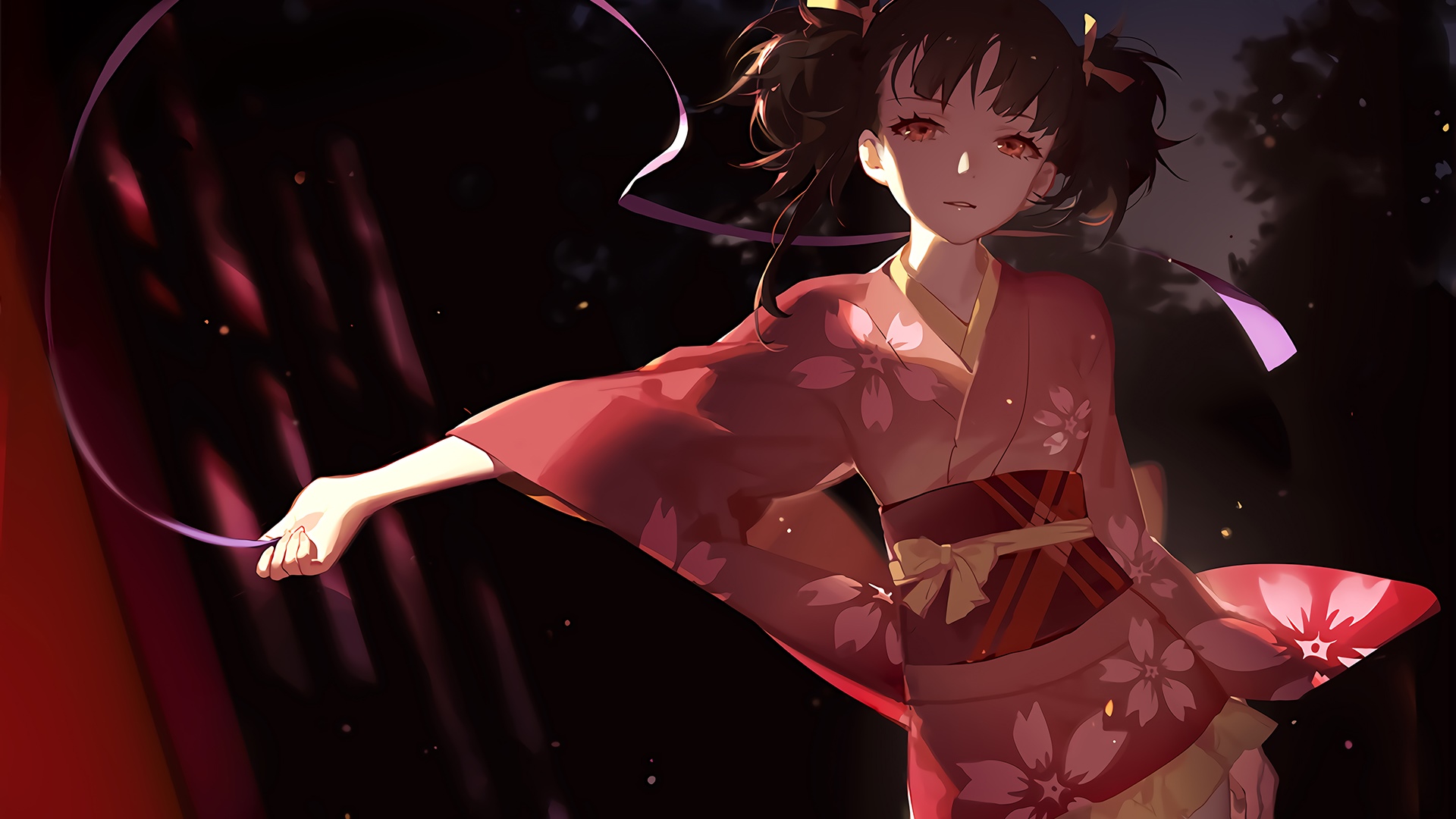 Mumei in a red kimono from Koutetsujou no Kabaneri HD Wallpaper