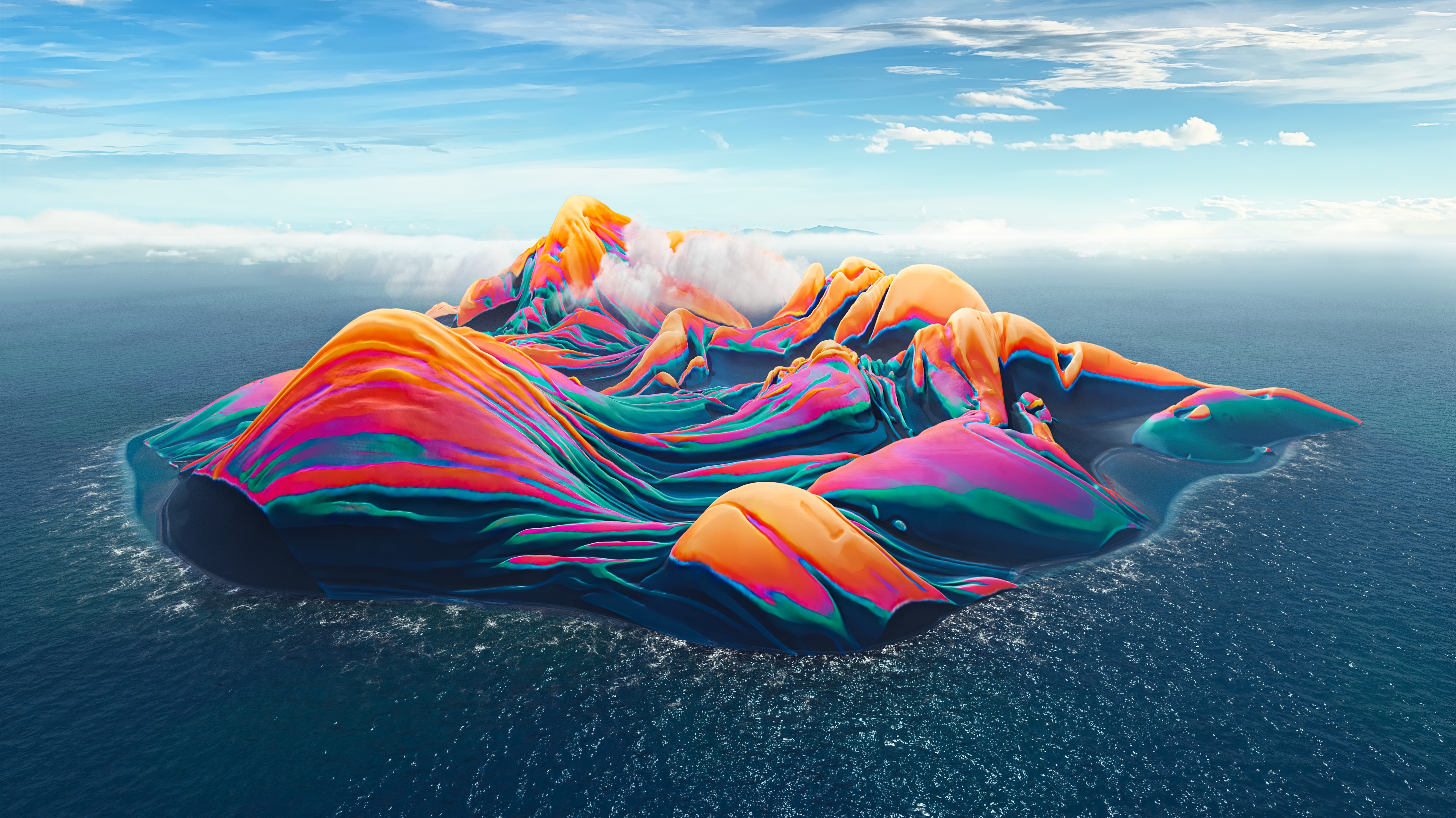 4K Abstract Iridescent Island Artwork HD Wallpaper