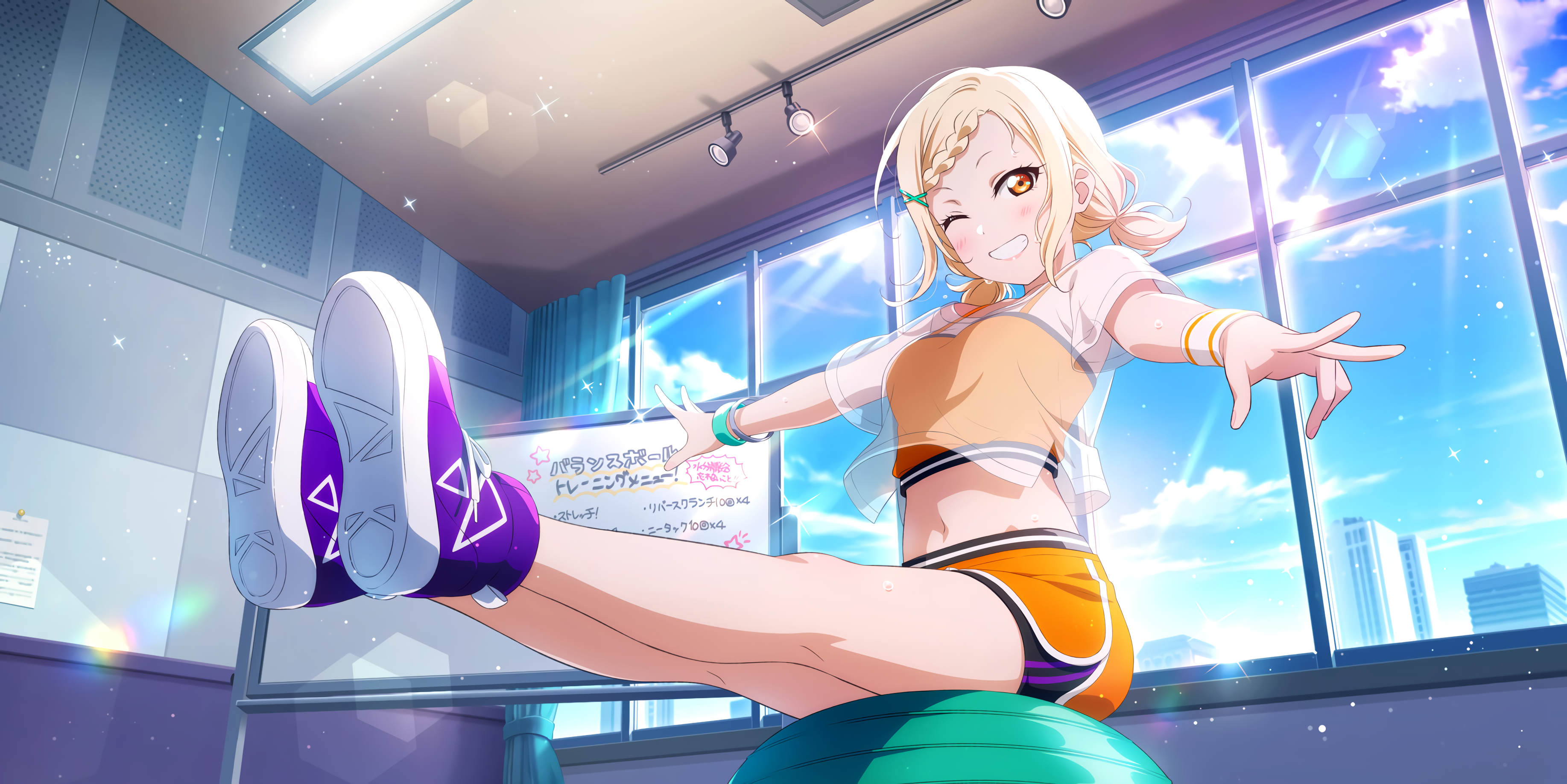 Miyashita Ai training in Love Live! with purple shoes HD Wallpaper