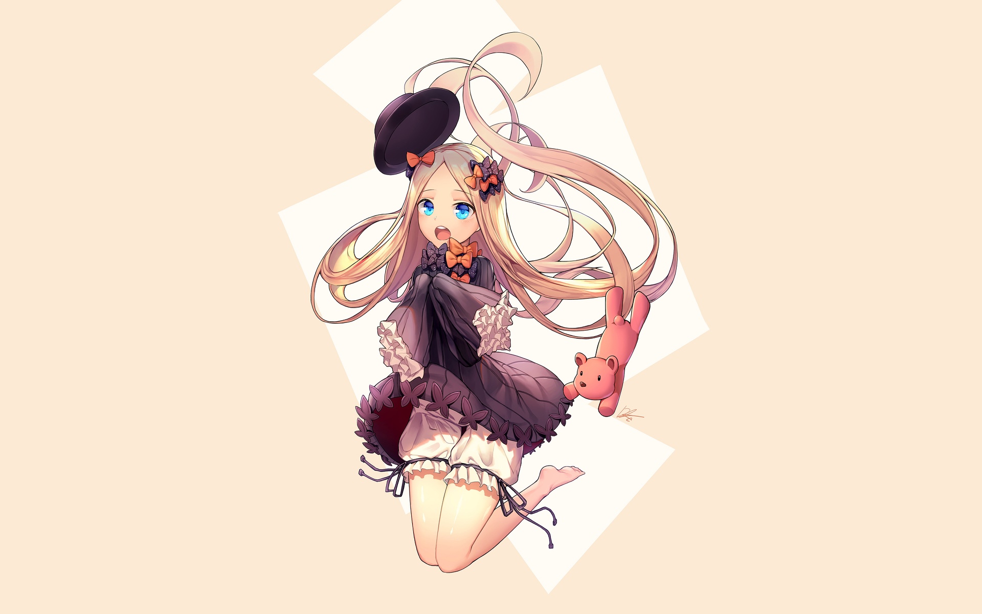 Abigail Williams from Fate/Grand Order with a teddy bear HD Wallpaper