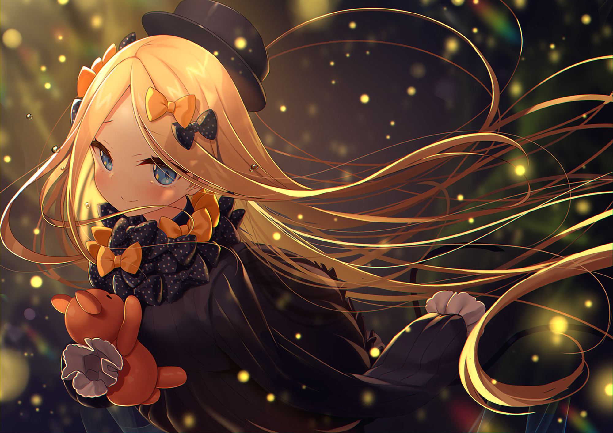 Abigail Williams from Fate/Grand Order with a teddy bear HD Wallpaper