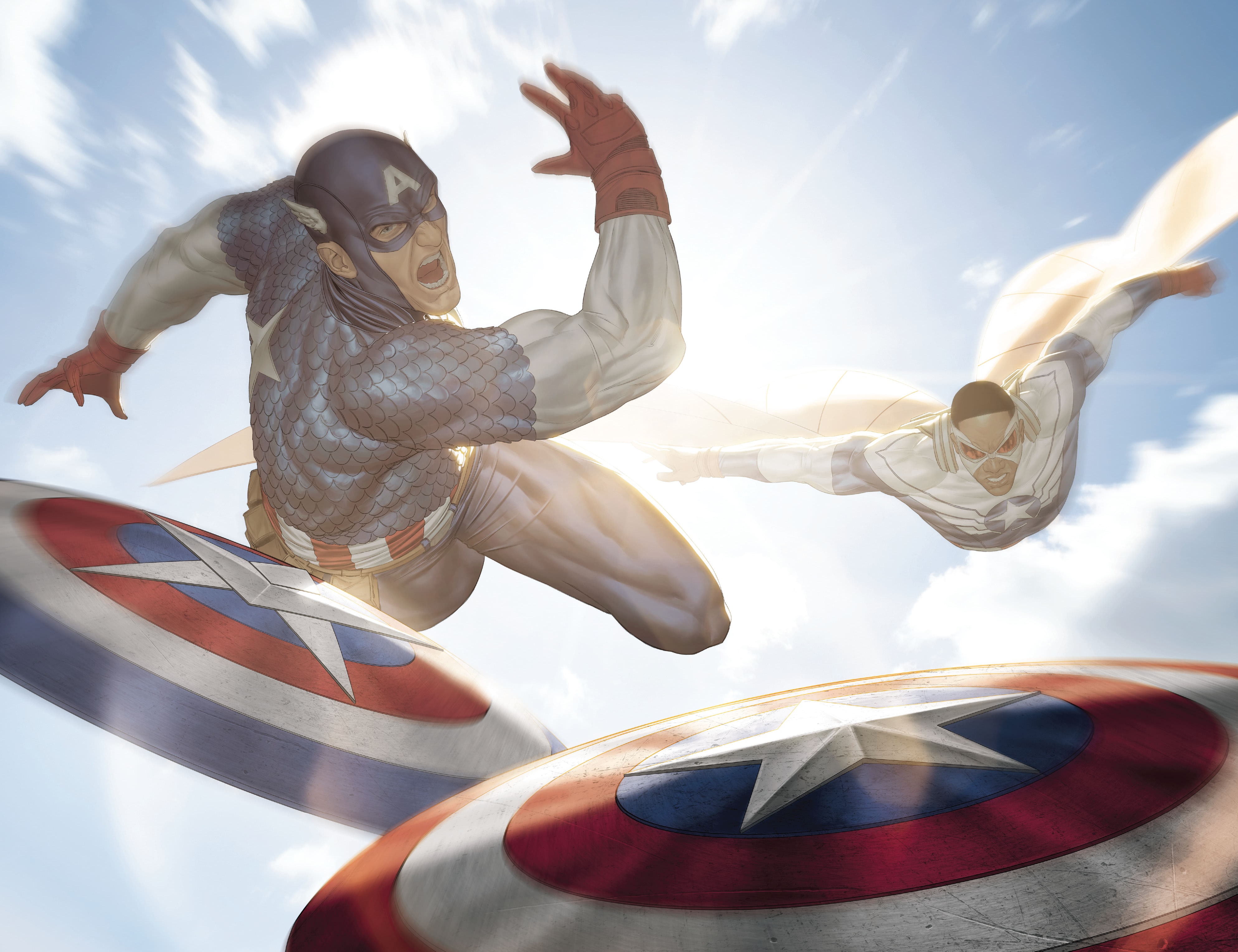 Captain America and Falcon in the Sky HD Wallpaper