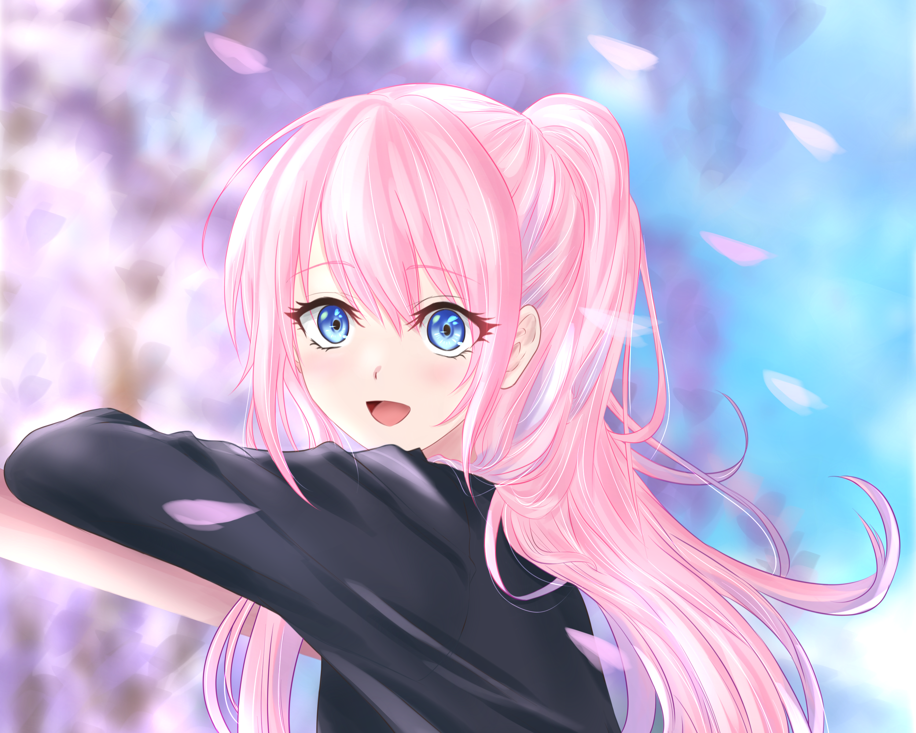 Shikimori Kamiya fan art with pink hair HD Wallpaper