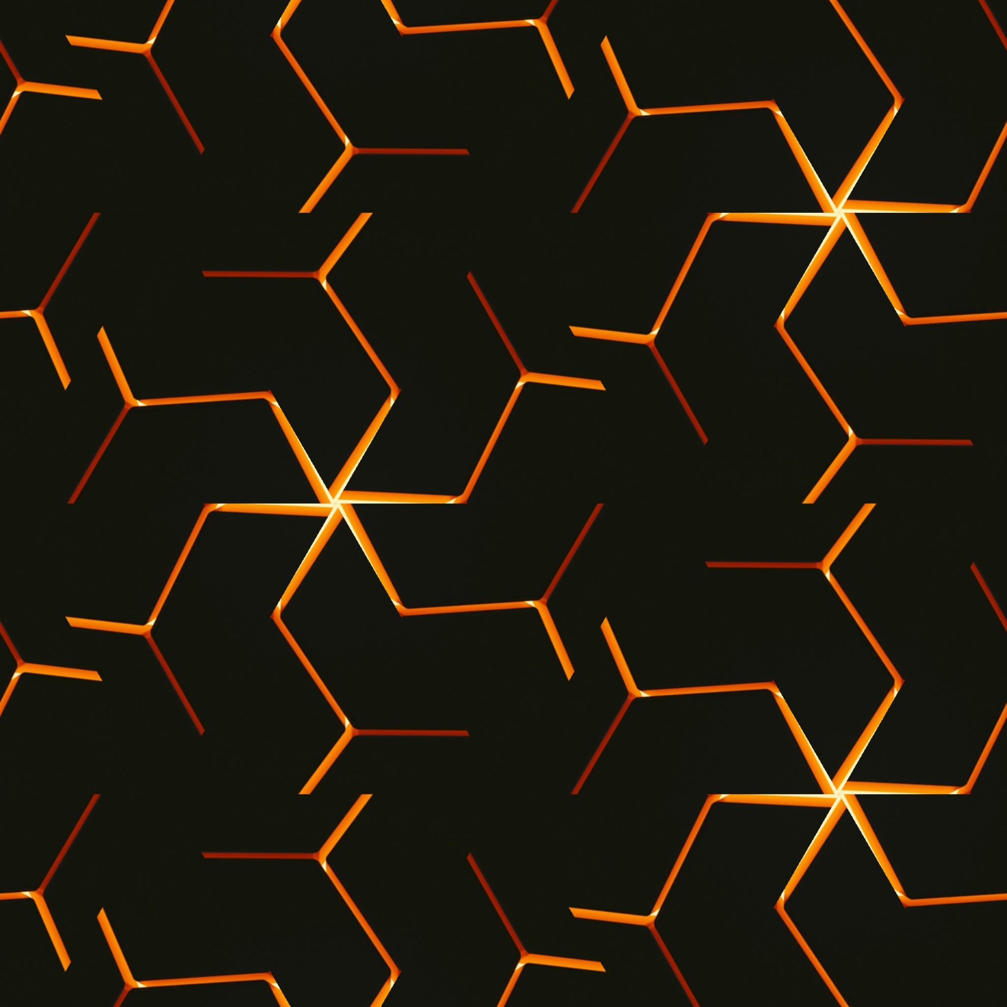 Abstract glowing orange lines on a dark background HD Wallpaper