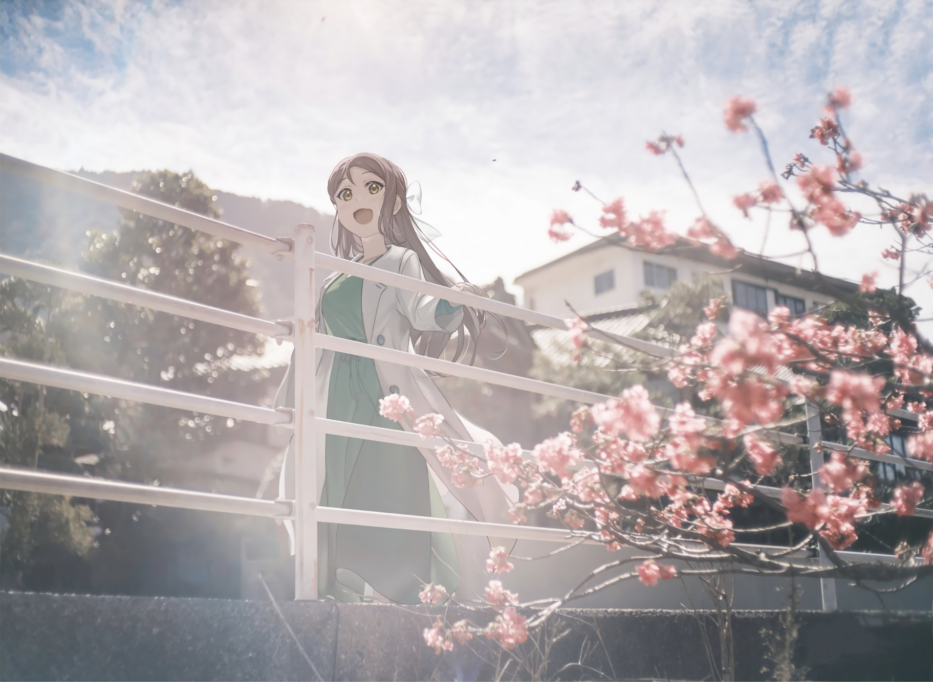 Sakurauchi Riko and cherry blossoms in Love Live! Sunshine HD Wallpaper