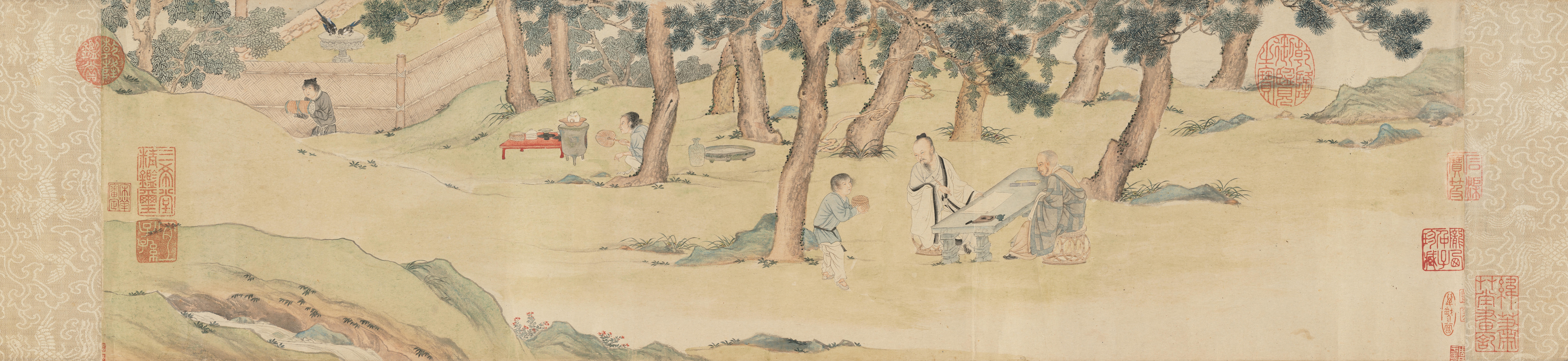 Zhao Mengfu painting of people in a forest HD Wallpaper