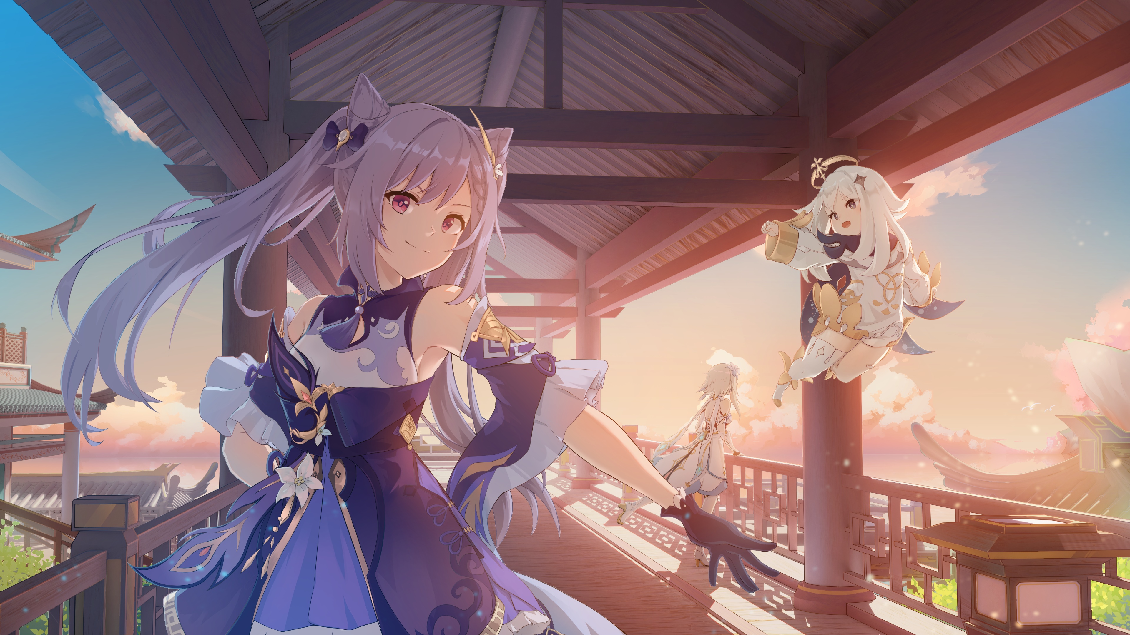 4K Genshin Impact Keqing and Paimon HD Wallpaper