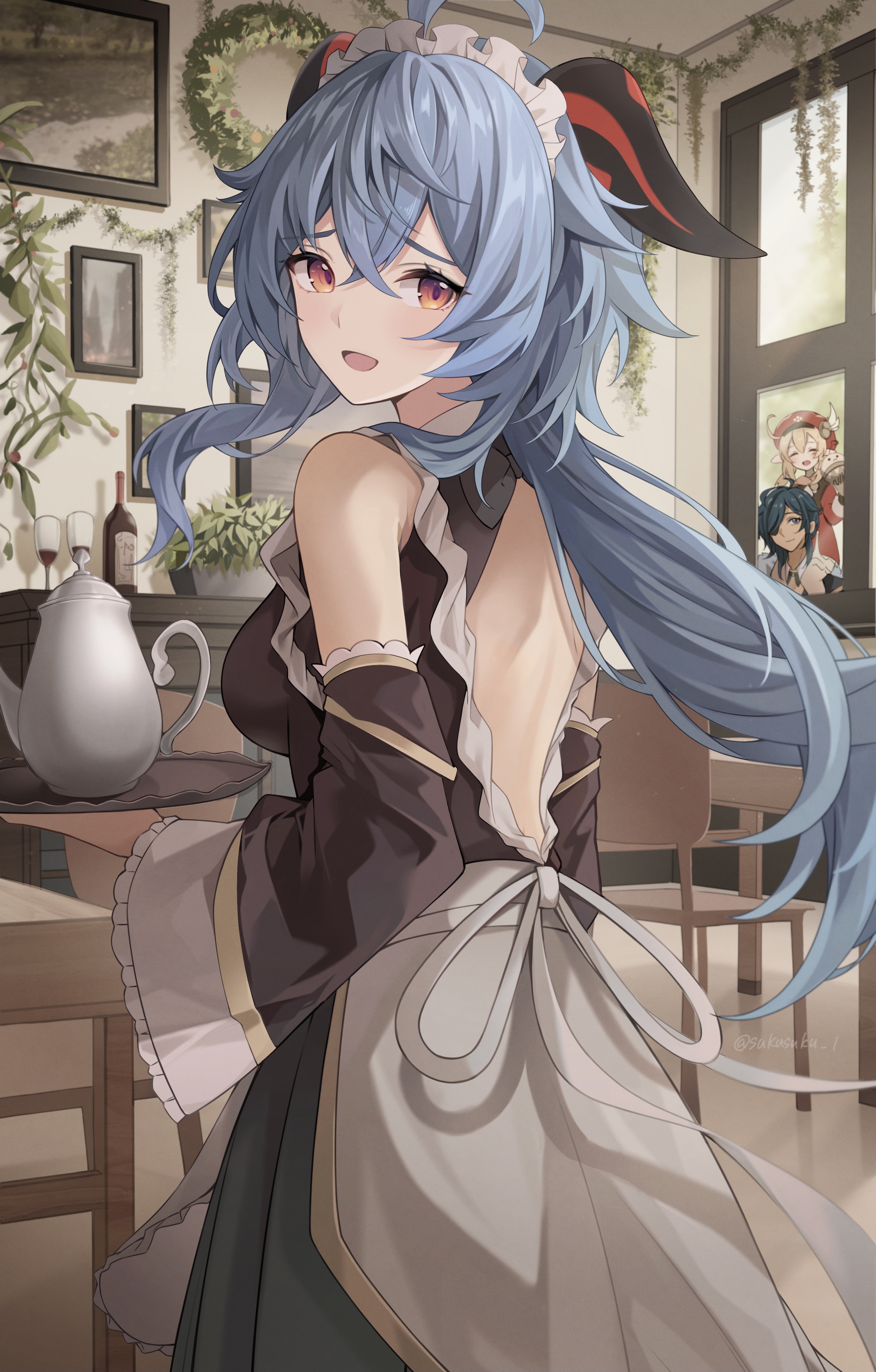 Ganyu in a maid outfit from Genshin Impact HD Phone Wallpaper