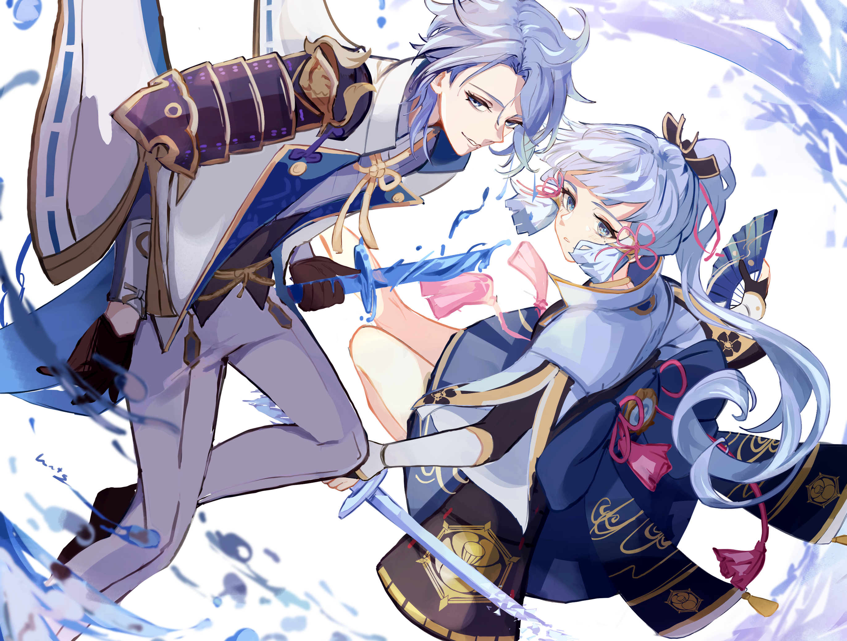 Kamisato Ayato and Kamisato Ayaka from Genshin Impact HD Wallpaper