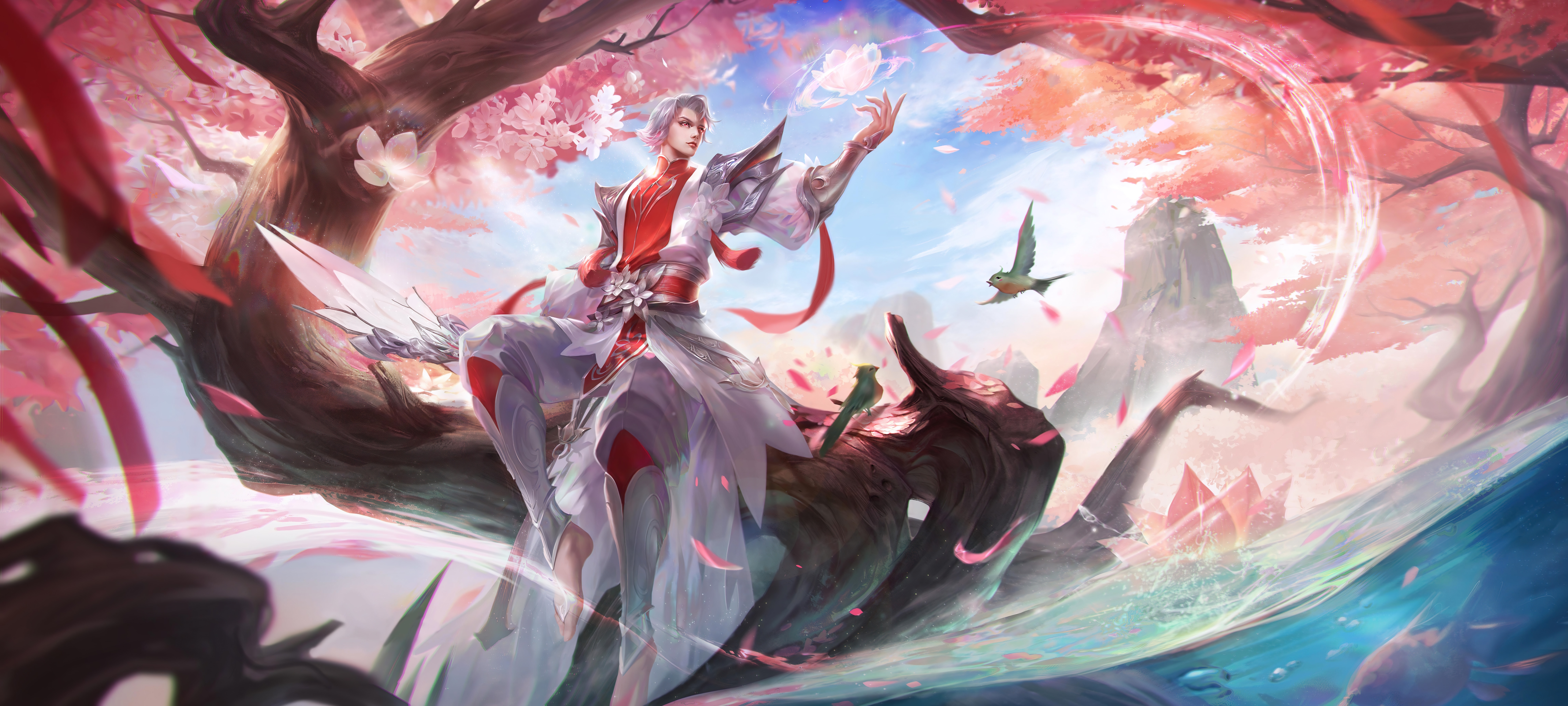 4K Honor of Kings: Man in White and Red Outfit HD Wallpaper