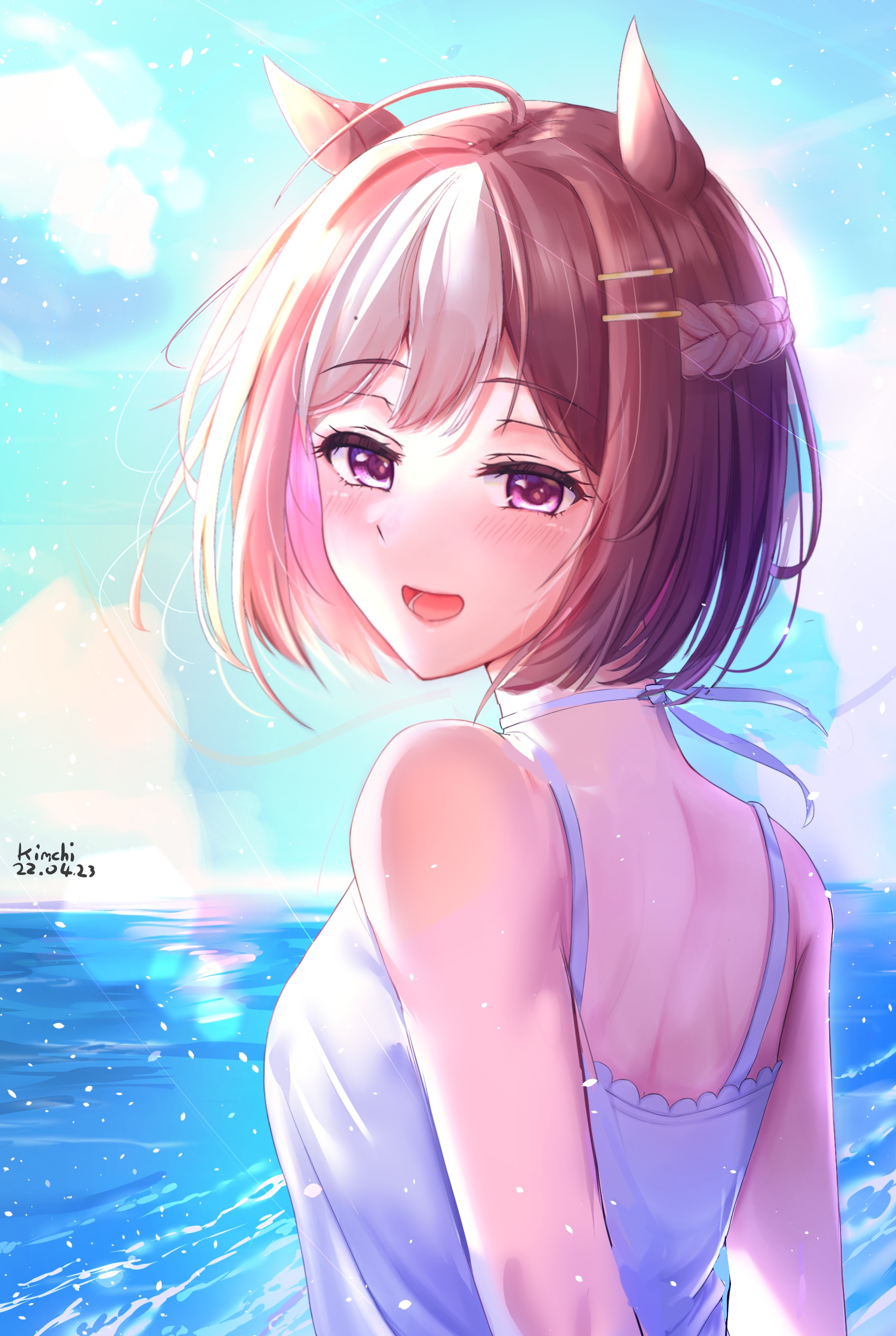 Special Week from Uma Musume Pretty Derby by the sea HD Phone Wallpaper
