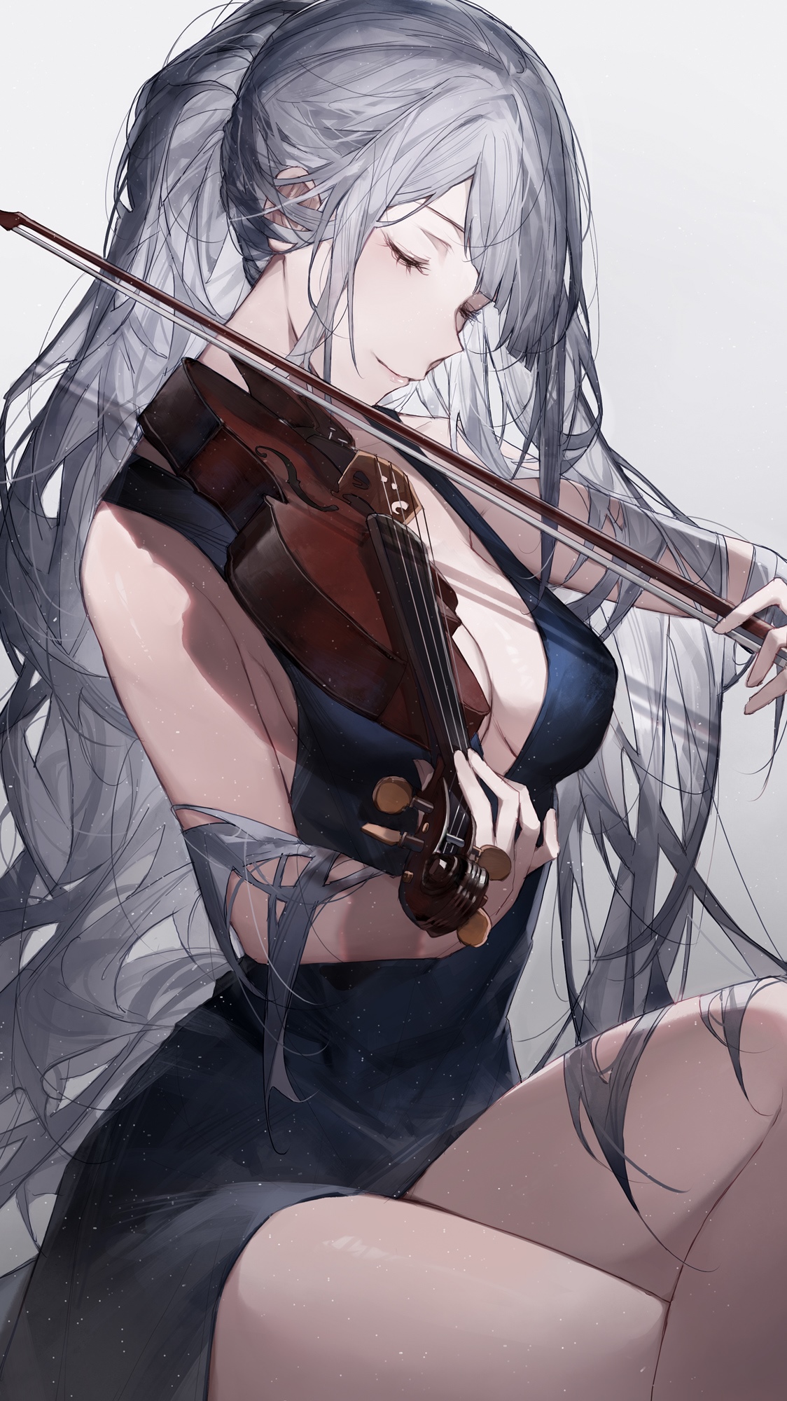 AK-12 from Girls Frontline playing the violin HD Phone Wallpaper