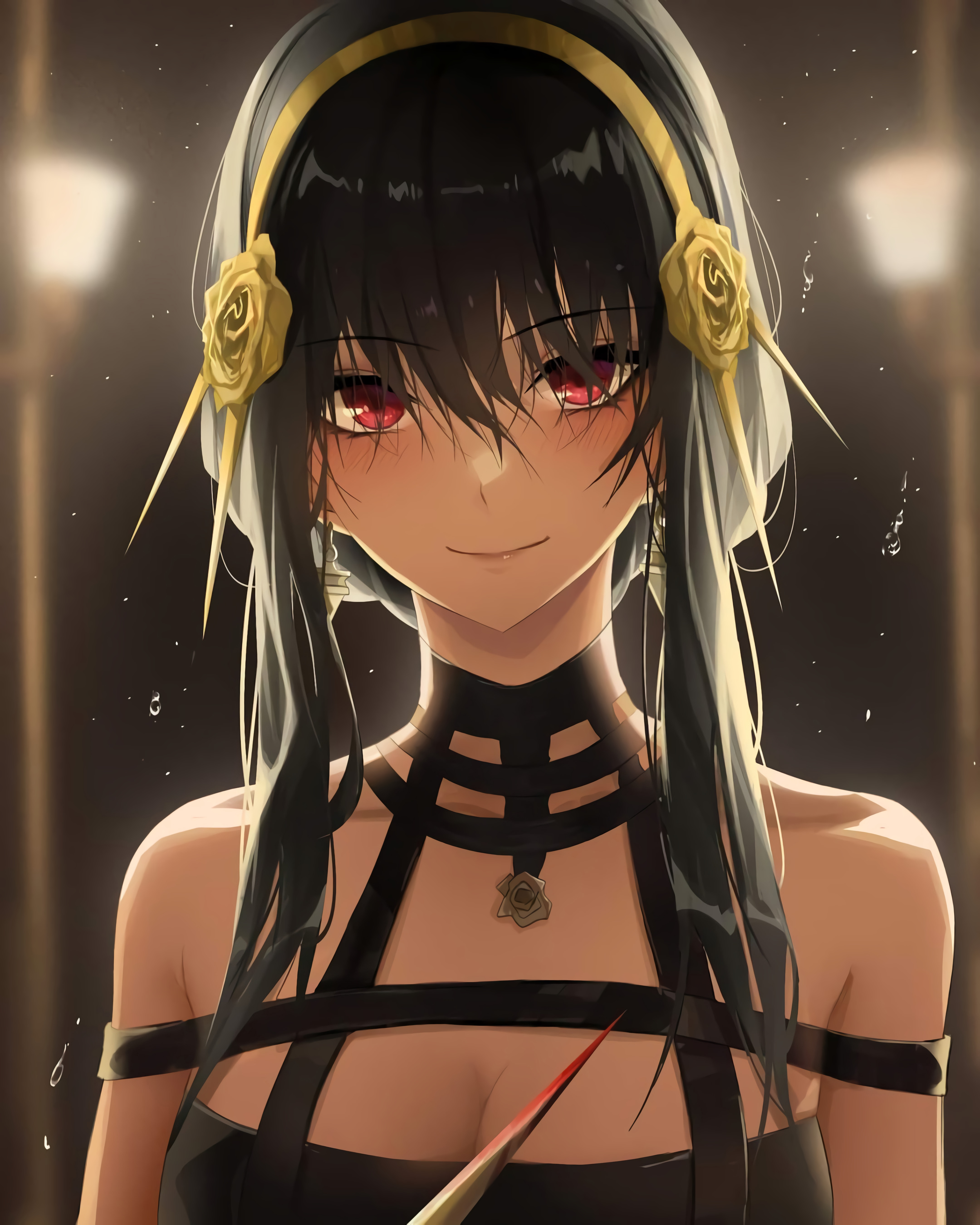 4K Yor Forger with red eyes and dark hair HD Phone Wallpaper
