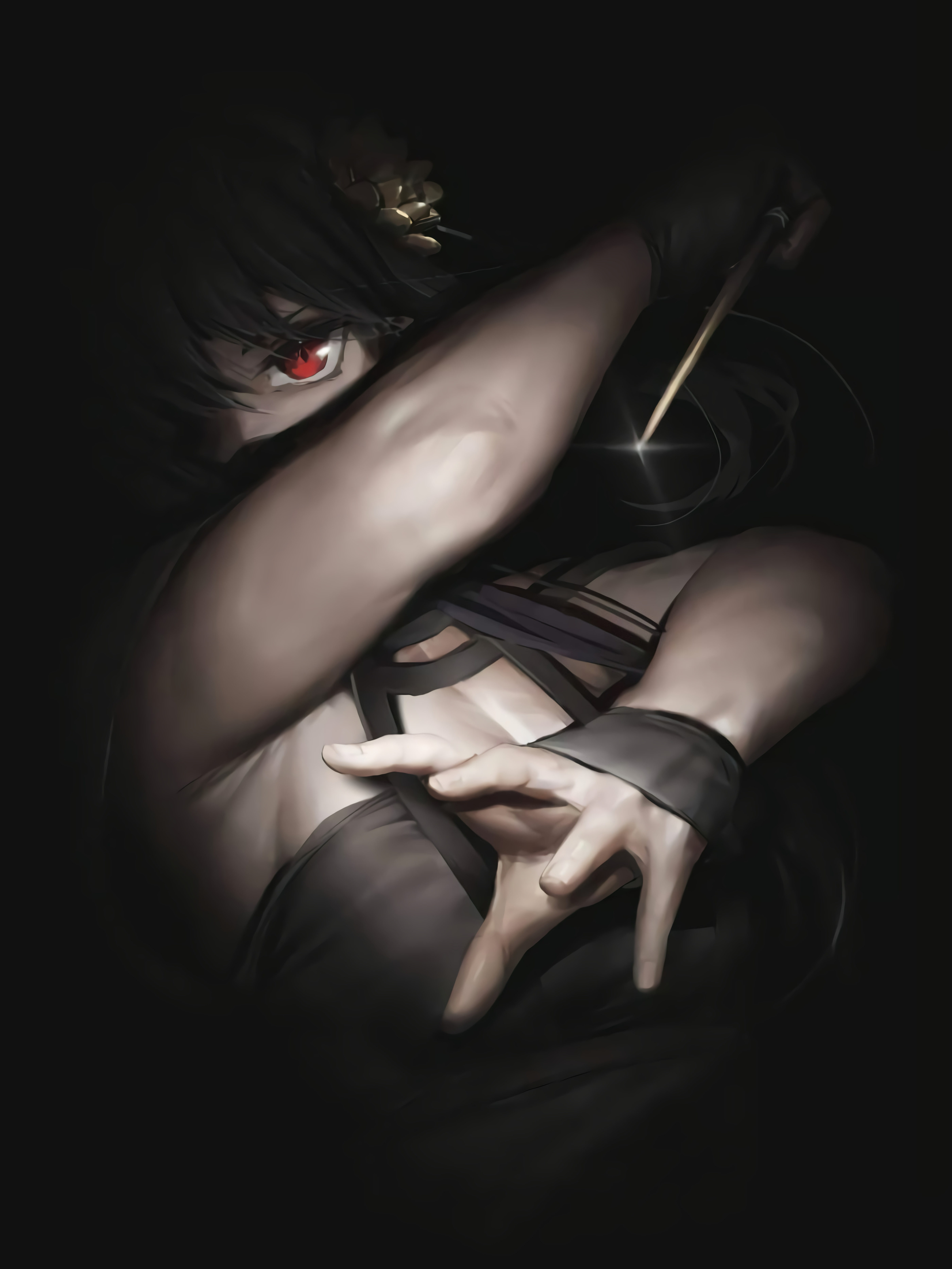 Yor Forger from Spy x Family with red eyes holding a knife HD Phone Wallpaper