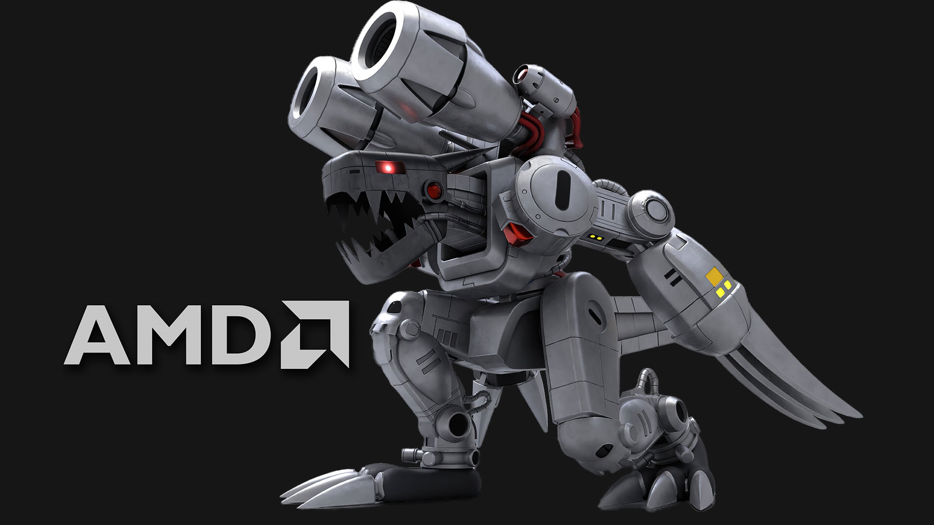Machinedramon from Digimon Adventure with AMD logo HD Wallpaper