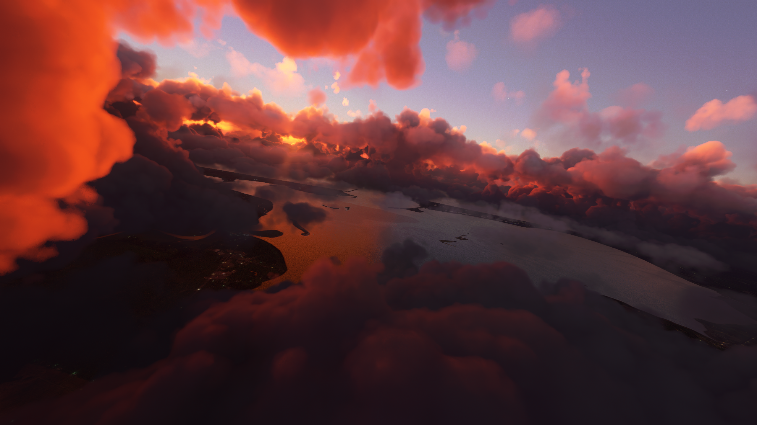 Microsoft Flight Simulator 2020 aerial view at sunset HD Wallpaper